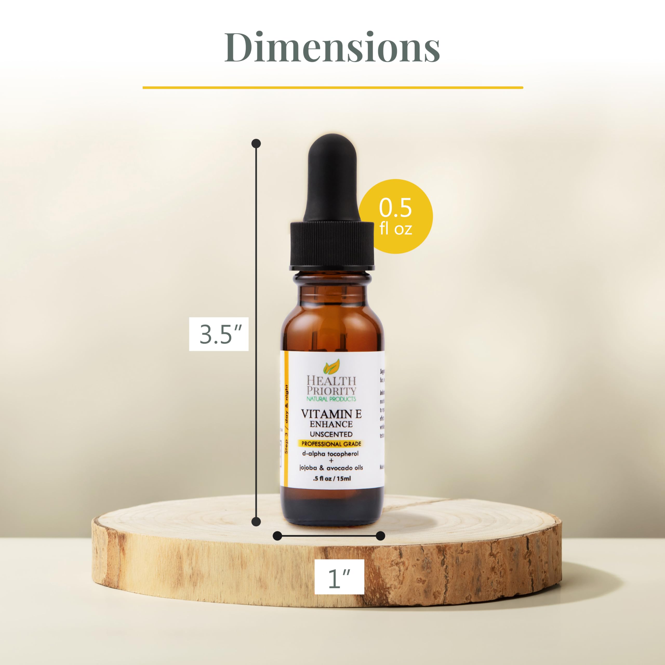 Health Priority Naturals Organic Vitamin E Oil for Skin - 0.5 Fl oz Vitamin E Serum with Jojoba and Avocado Oil - 15000 IU Unscented, Handcrafted for Face and Hair, Non-GMO and No Gluten