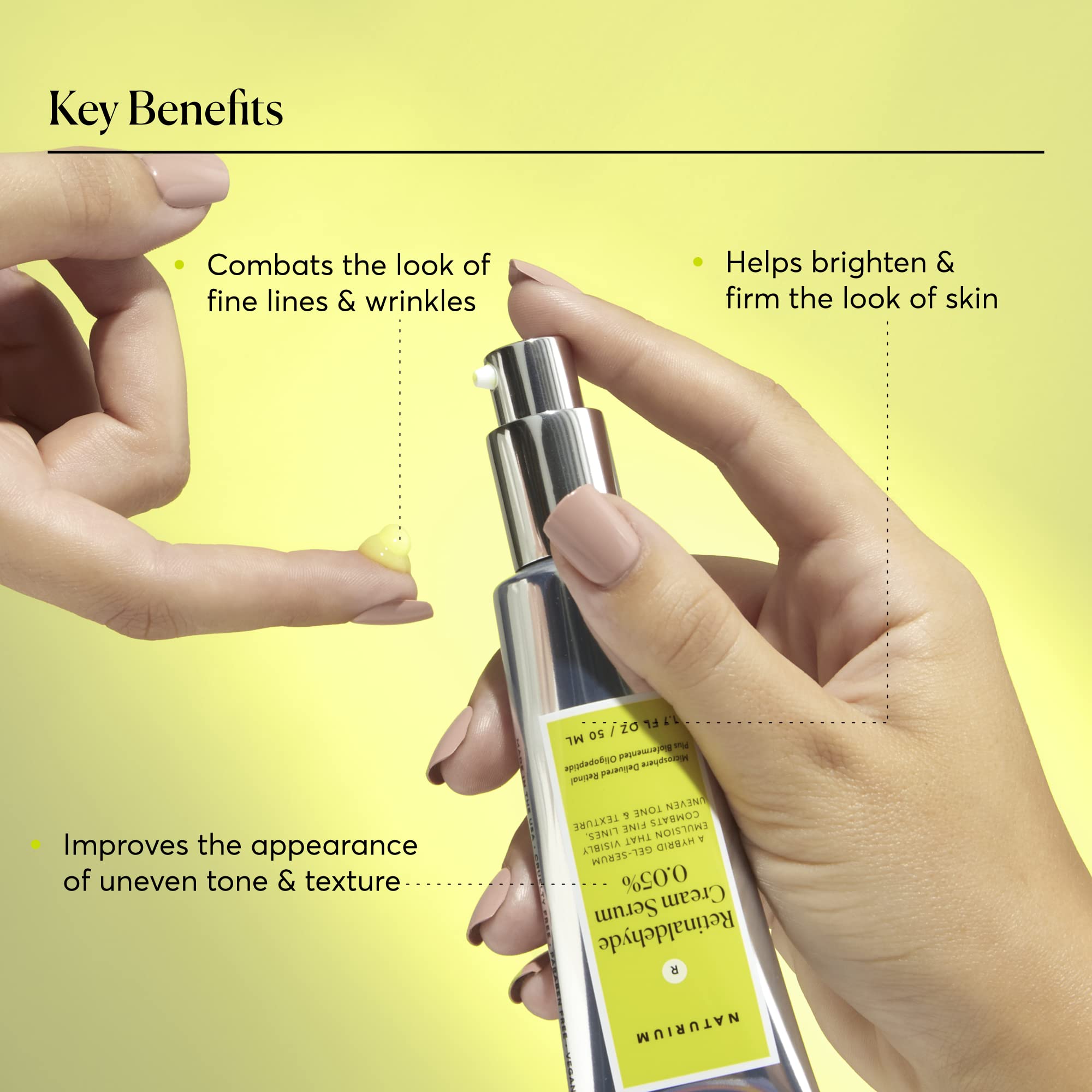 Naturium Retinaldehyde Cream Serum 0.05%, Advanced Anti-Aging & Smoothing Face & Skin Care, 1.7 oz