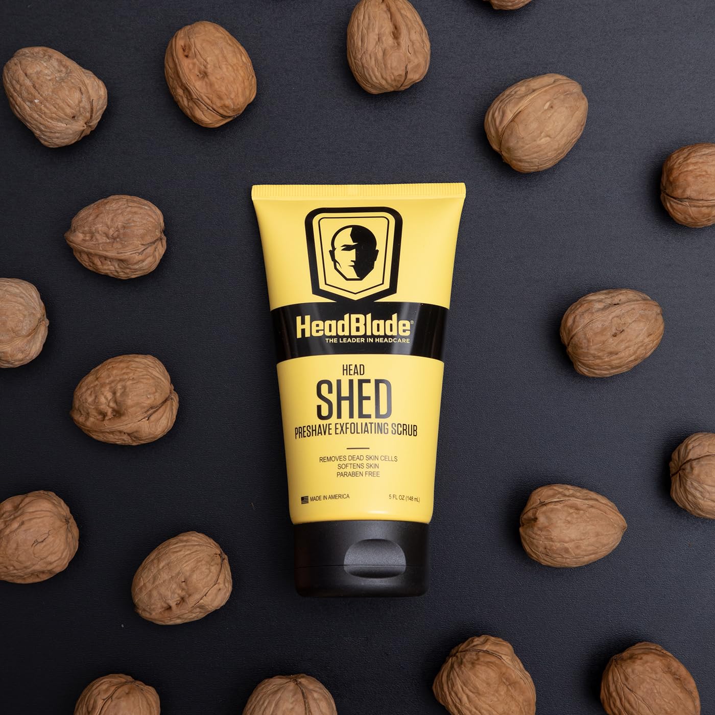 HeadBlade HeadShed Men's Exfoliating Scrub - 5 oz - Face Wash & Cleanser - Removes Dead Skin and Preps for Great Shave