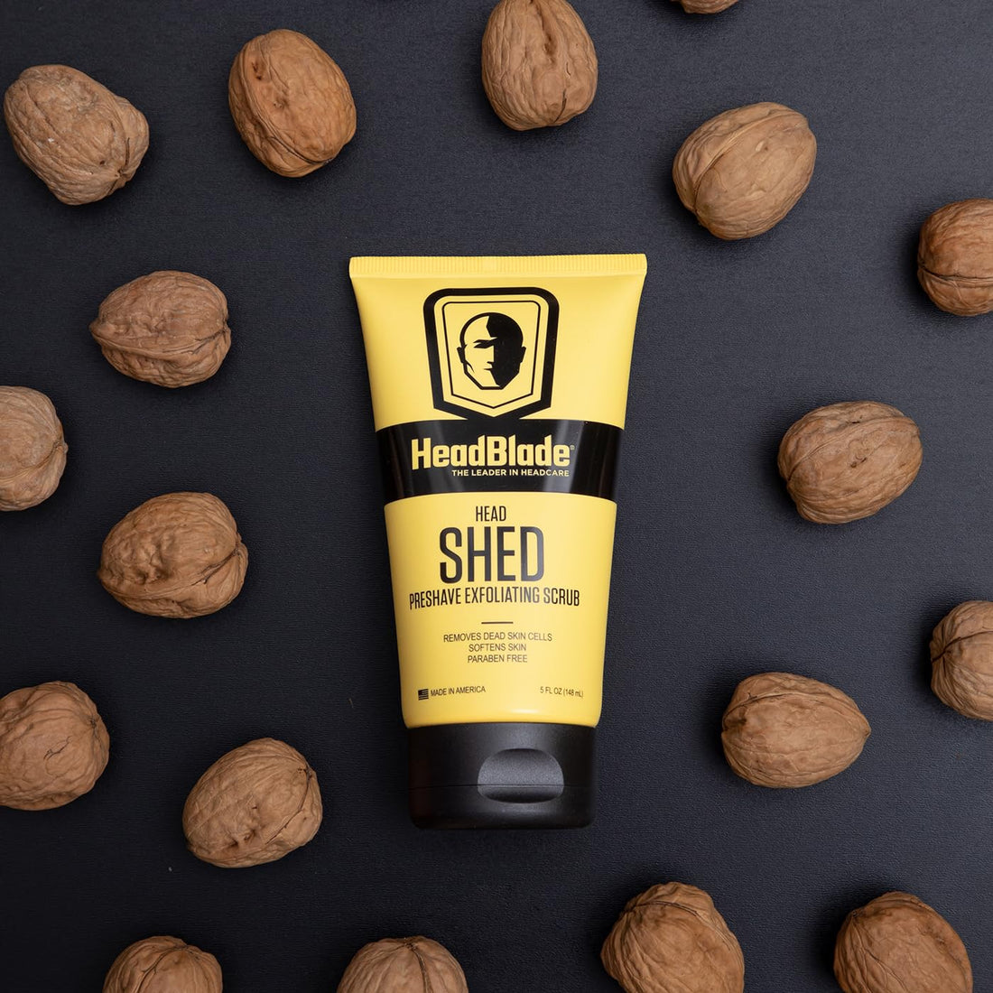 HeadBlade HeadShed Men's Exfoliating Scrub - 5 oz - Face Wash & Cleanser - Removes Dead Skin and Preps for Great Shave