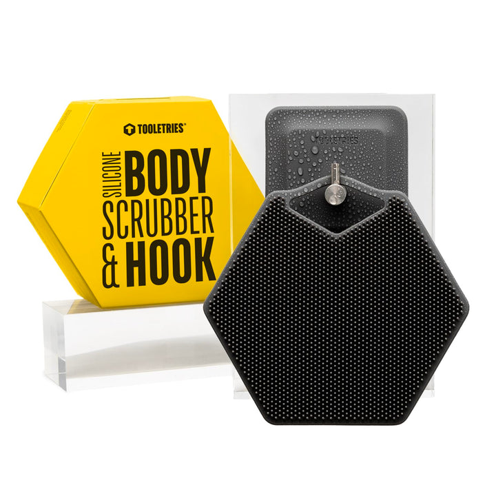 Tooletries - Body Scrubber & Storage Hook - Silicone Toiletry Organizer, Shower & Bathroom Accessory - Features Silicone-Grip Technology, Removable & Reusable