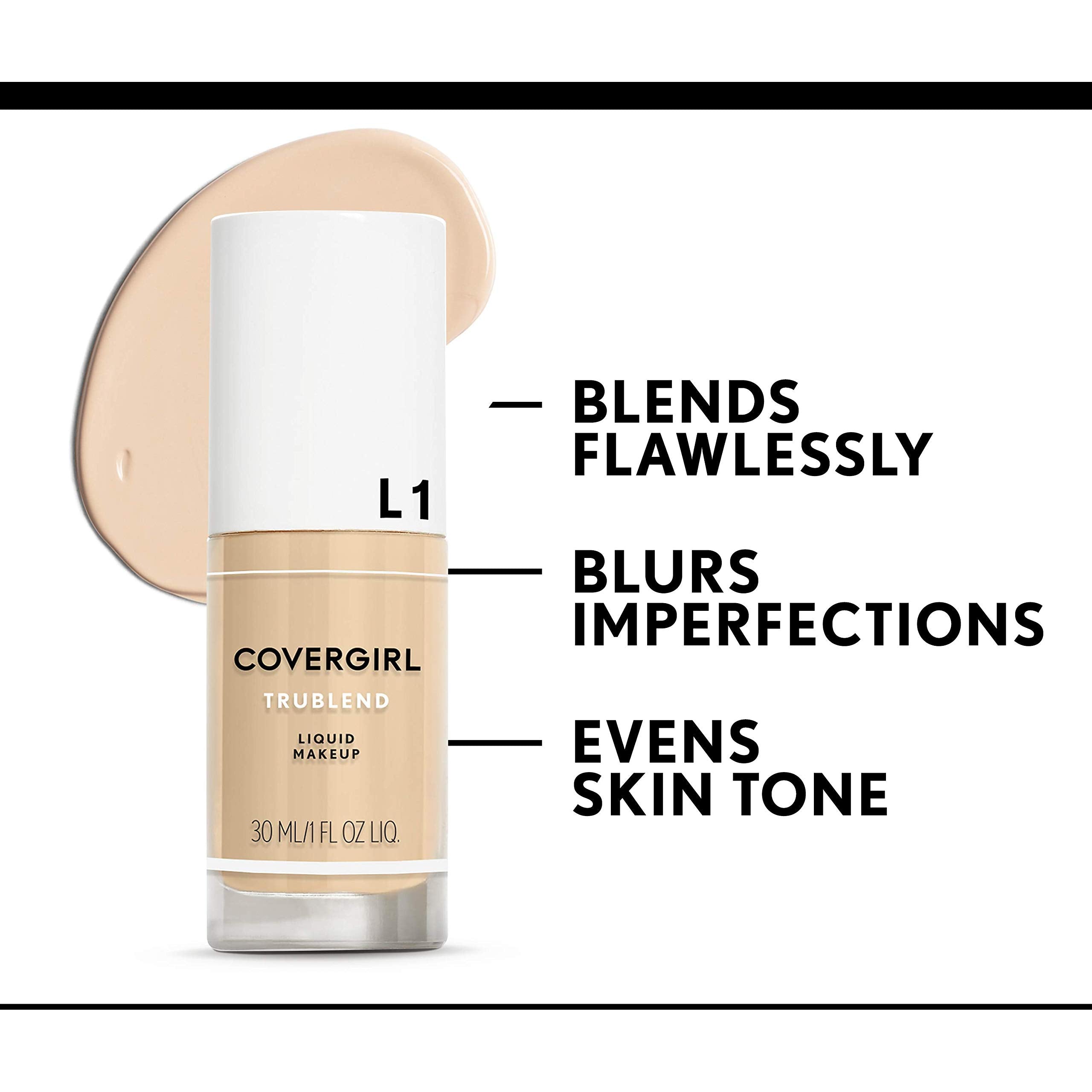COVERGIRL truBlend Liquid Foundation Makeup Soft Sable D7, 1 oz (packaging may vary)