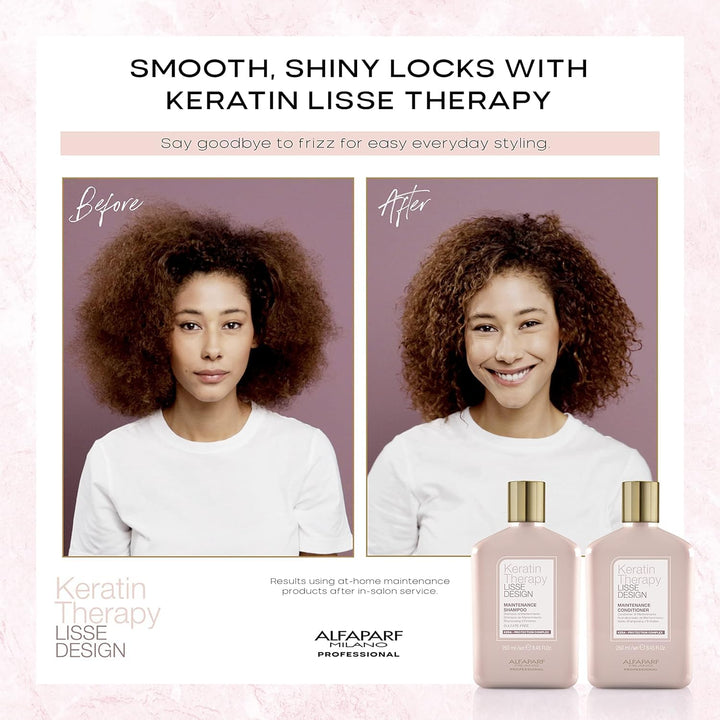 Alfaparf Milano Lisse Design Keratin Shampoo for Damaged Hair - Anti-Frizz - Maintains Brazilian Keratin Therapy - Smoothing, Straightening and Hydrating with Collagen (8.45 oz)