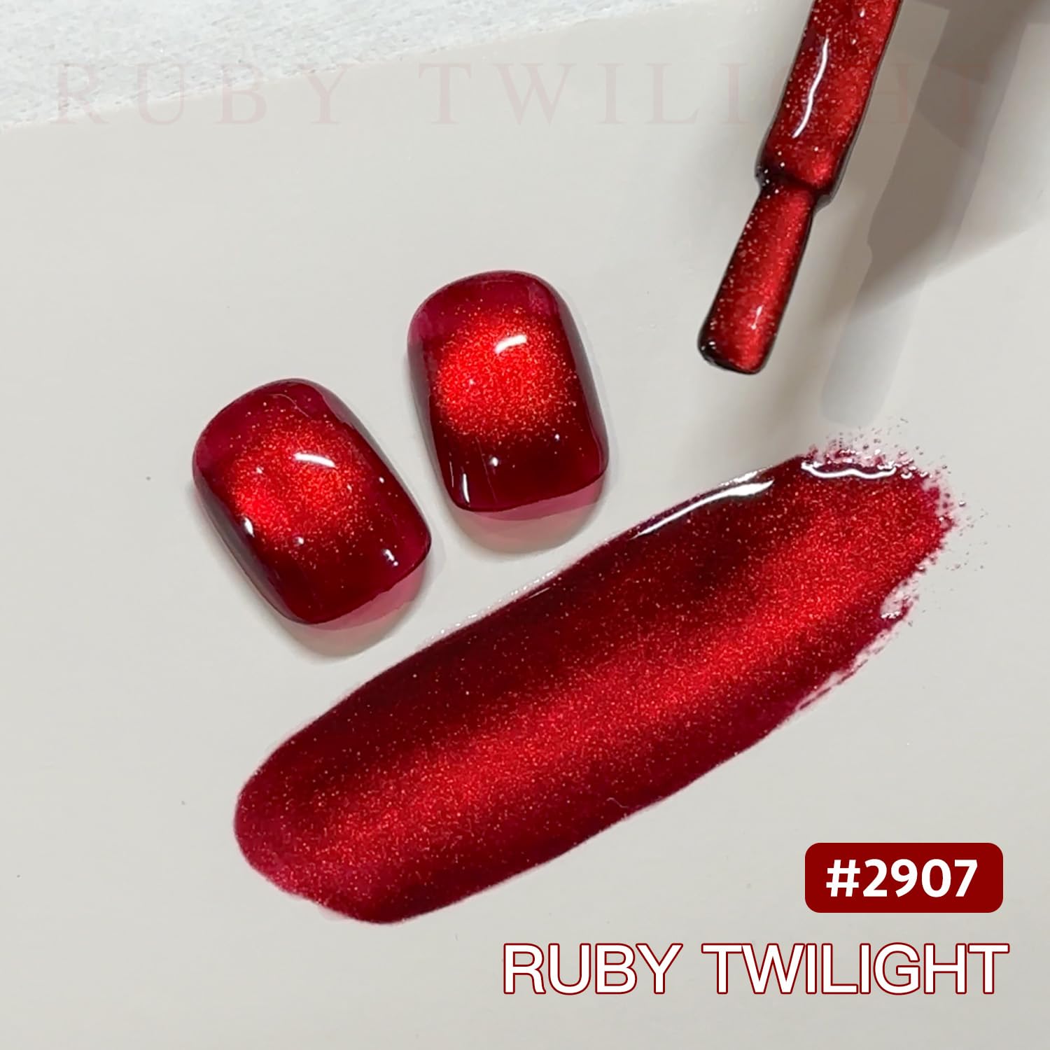 GAOY Red Cat Eye Gel Nail Polish, 16ml Glitter Holographic Nail Polish with Magnet, Reflective Translucent UV Gel, 2907 Ruby Twilight