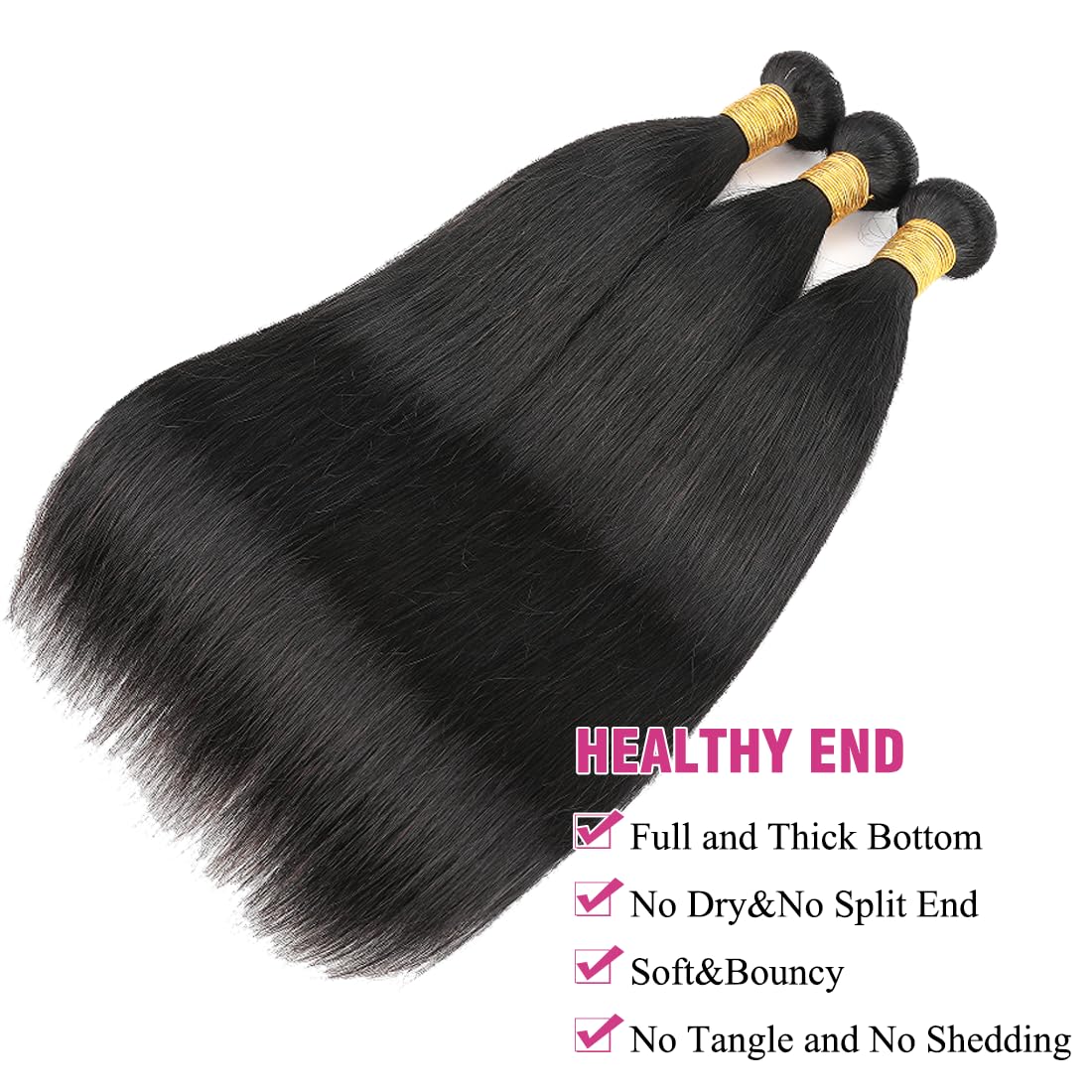 AUTTO Hair Unprocessed Peruvian Virgin Hair Straight Hair One Bundle 18inch Virgin Human Hair Weave Extension Weft Natural Black Color (100+/-5g)/bundle Can be Dyed and Bleached