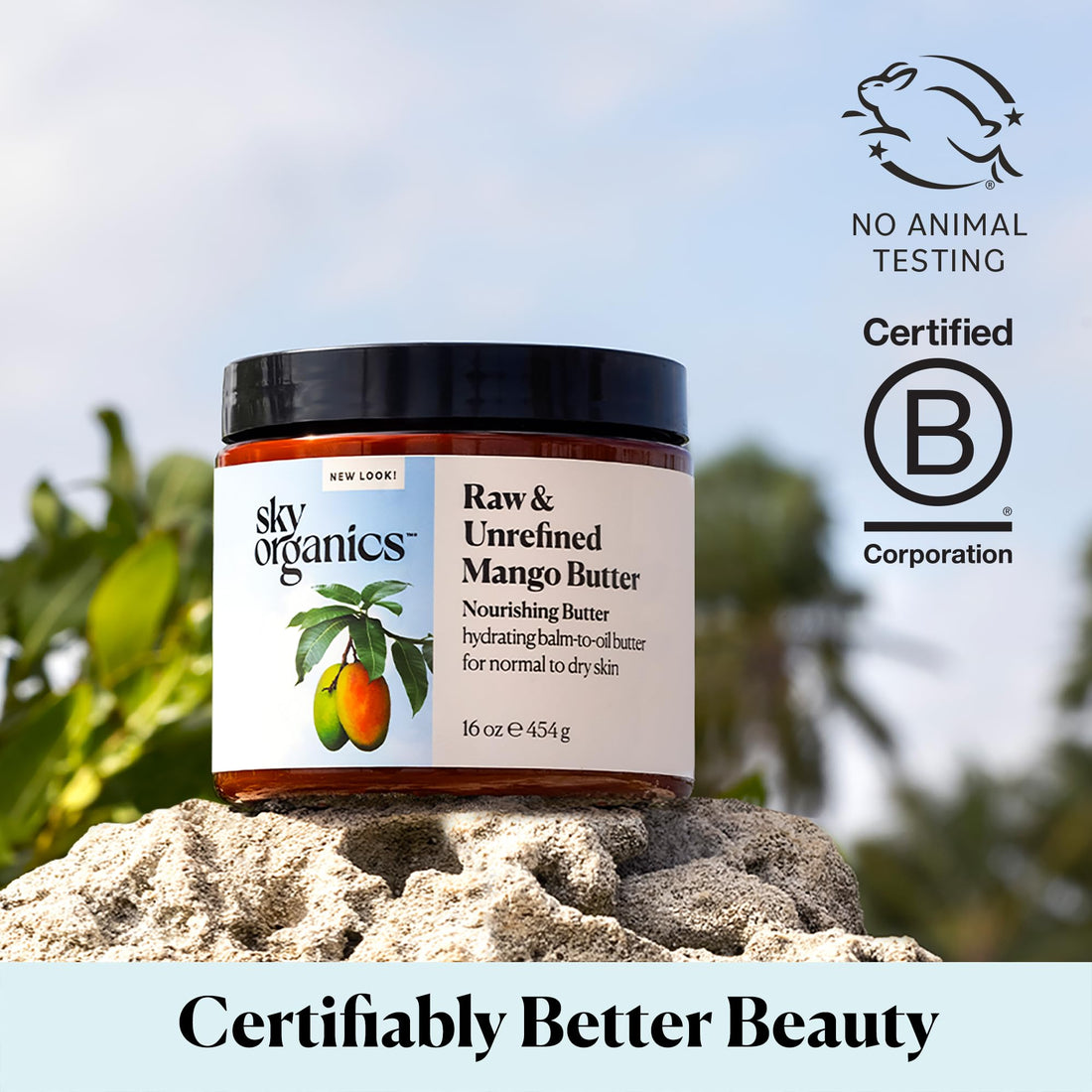 Sky Organics Best Raw Mango Butter Unrefined, Skin Nourishing, Moisturizing and Healing, for Dry Skin, Hair Shine and DIY (16 oz)