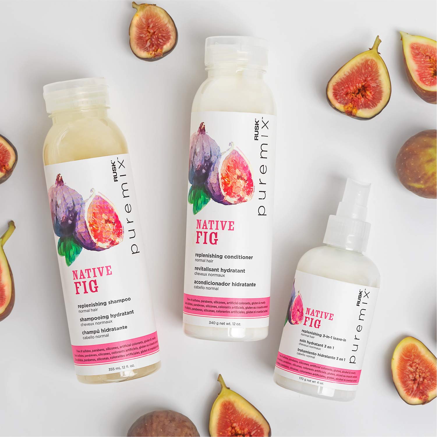 RUSK Puremix Native Fig Replenishing Conditioner for Normal Hair, Detangles and Restores Hair's Moisture Levels, 12 oz