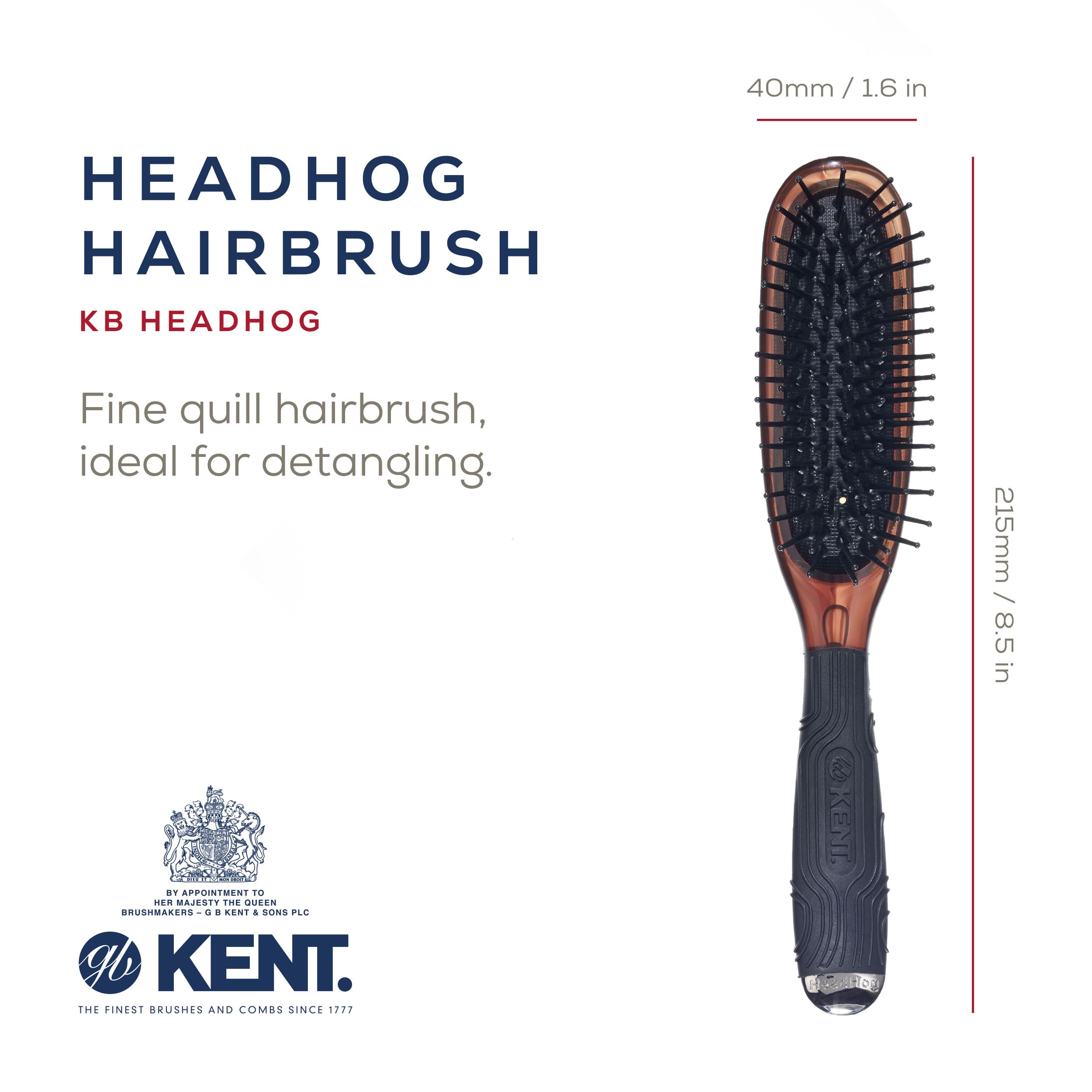 Kent Headhog Handbag Brush, Brown