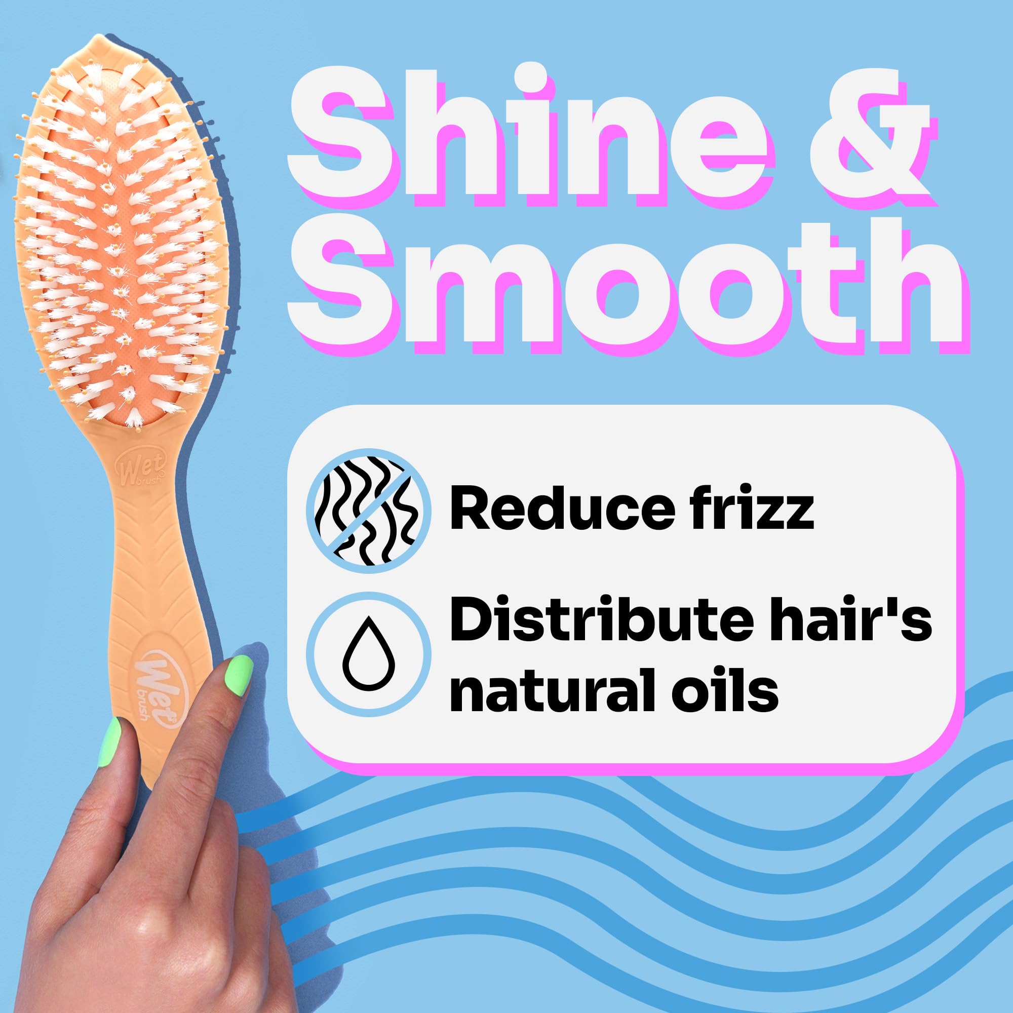 Wet Brush Hair Brush Go Green Treatment & Shine, Eco-Friendly, biogradable, Shine-boosting bursh With Soft Bristles, Minimizes Pain, Removes knots (Coconut Oil)