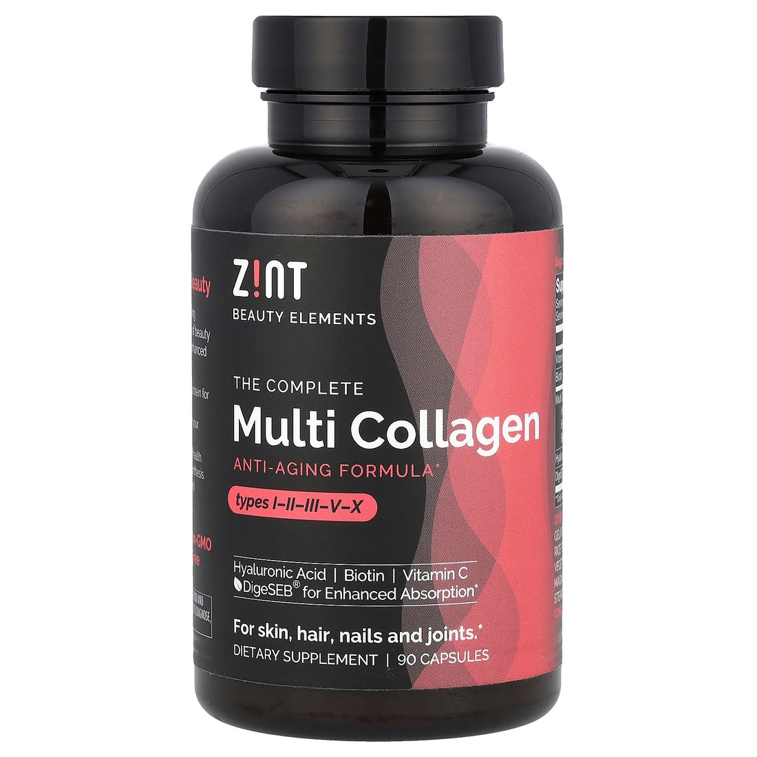 Zint Multi Collagen Pills - Collagen Supplements for Hair, Skin, Nails & Joint Health - Hydrolyzed Collagen Supplement with Type I, II, III, V, X Collagen Peptides, 90 Count