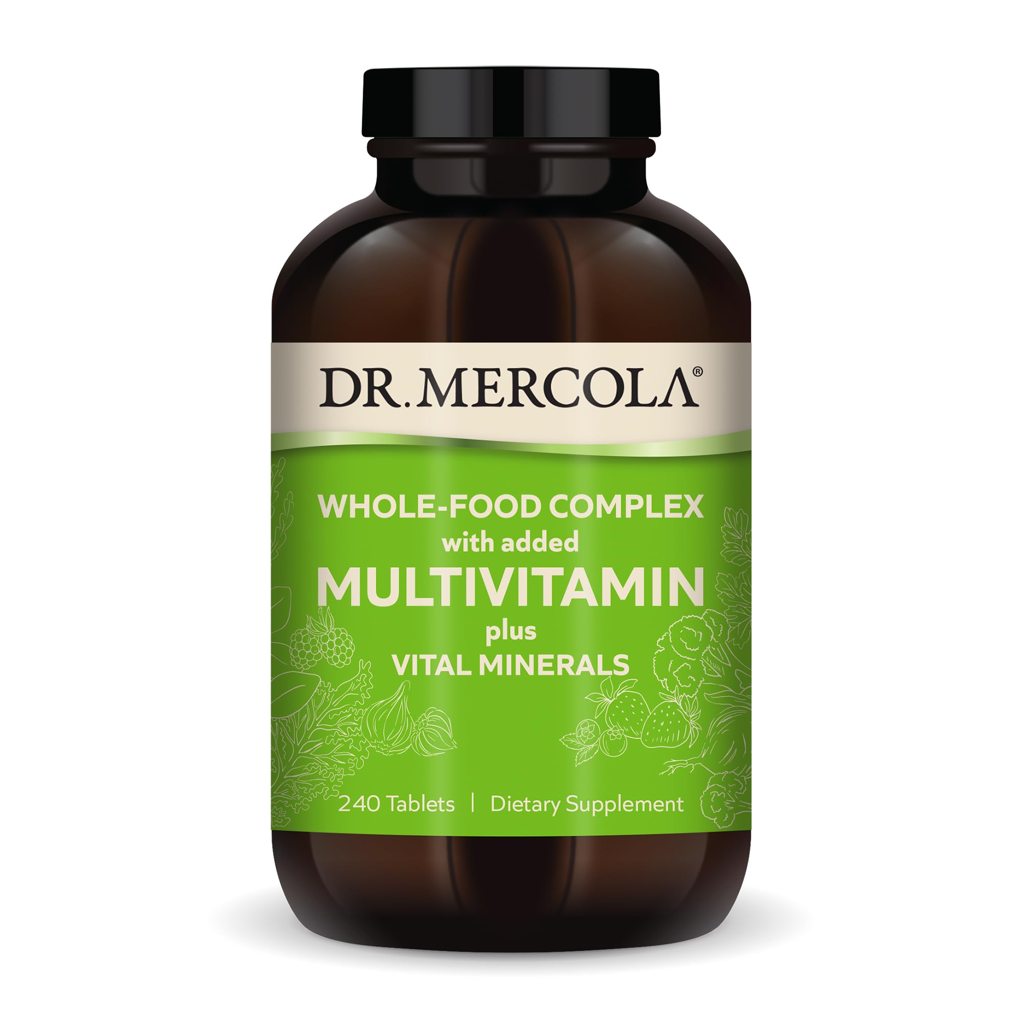 Dr. Mercola Whole-Food Complex with Added Multivitamin Plus Vital Minerals, 30 Servings (240 Tablets), Dietary Supplement, Supports Overall Health
