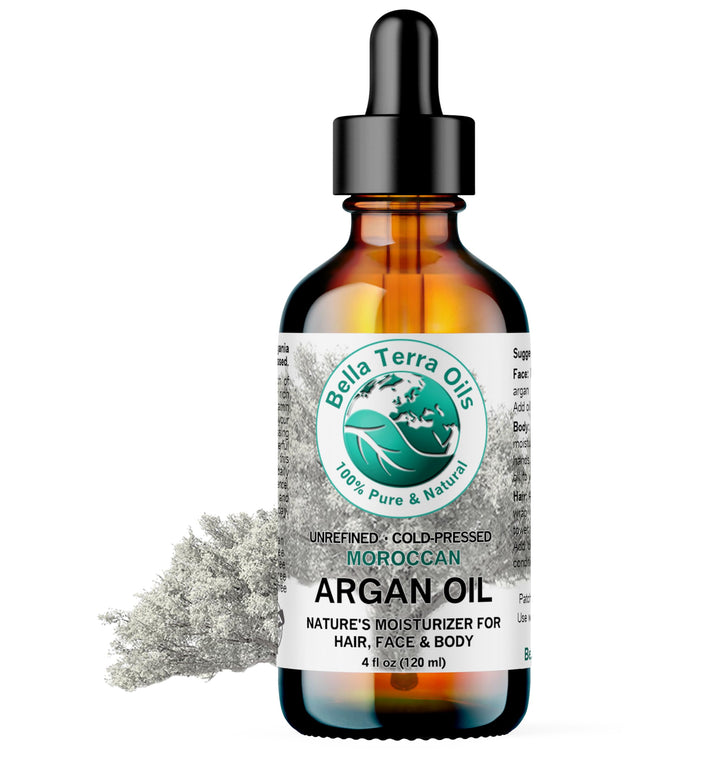 Bella Terra Oils - Argan Oil 4 oz - Embrace Silky Hair with Argan Oil for Hair, Harvested Pure, Enriched with Natural Antioxidants & Essential Minerals