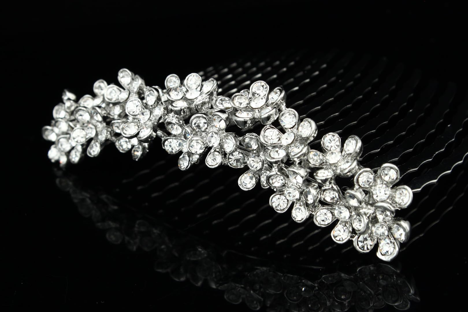 Bridal Flower Rhinestones Crystal Prom Wedding Tiara Hair Comb T812