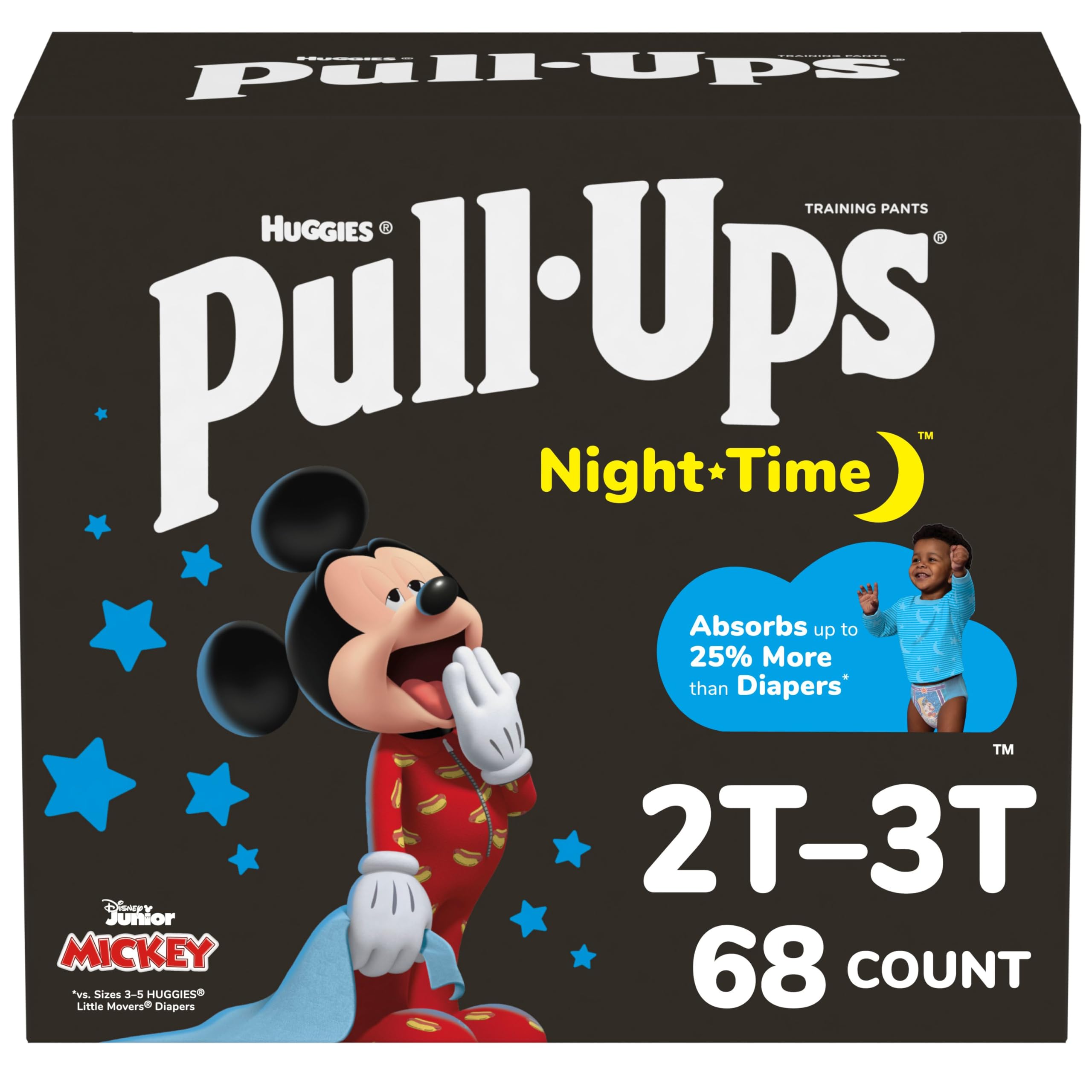 Pull-Ups Night-Time Potty Training Pants for Boys, 2T-3T (18-34 lb.), 68 Ct., Pack of 2 (Packaging May Vary)
