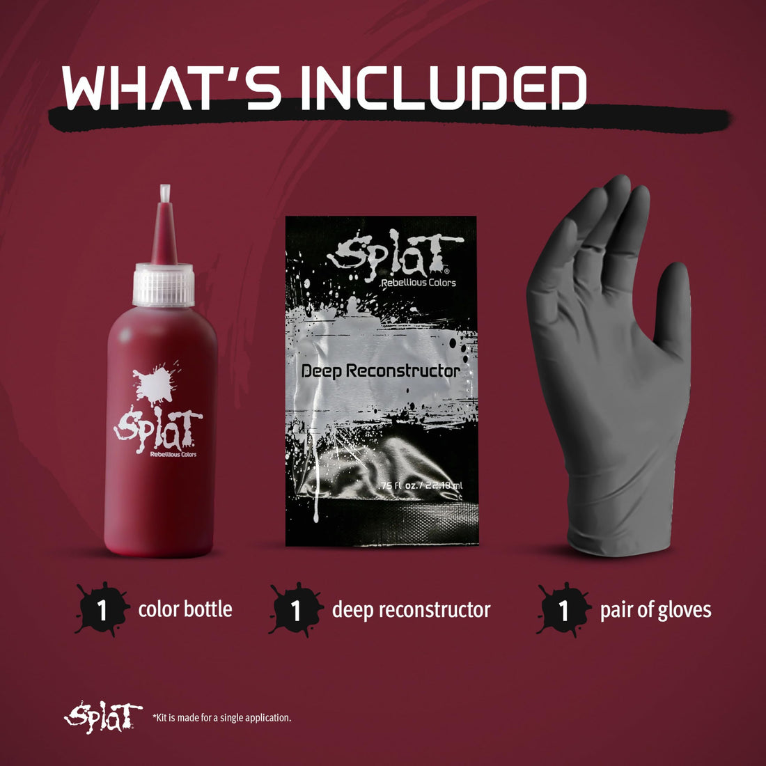 Splat Vegan and Cruelty-Free Semi-Permanent Hair Color Dye (6 Fl Oz, MIDNIGHT RUBY)