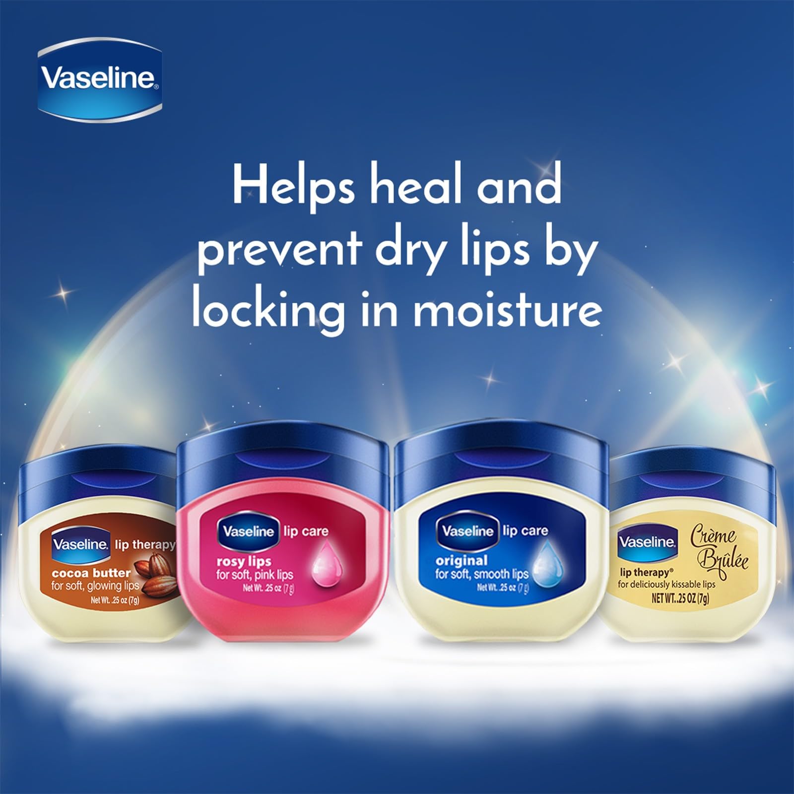 Vaseline Lip Balm for Instantly Soft Smooth Lips Crème Brûlée Lip Balm Locks In Moisture to Improve Hydration 0.25 oz