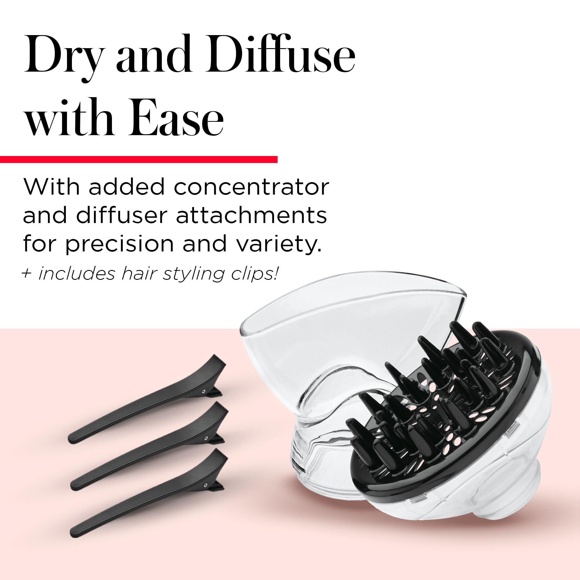 REVLON Infrared Hair Dryer with Diffuser - Ionic Blow Dryer, Diffuser, and Concentrator, Infrared Heat Technology to Prevent Over-Drying for Shiny, Soft Hair with Natural Moisture (White)