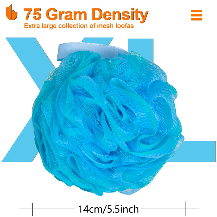 Urbanstrive Shower Bath Sponge XL 75g Soft Shower Loofahs Balls for Body Wash Men Women Bathroom Accessories, 1 Pack, Black (Blue-Green)