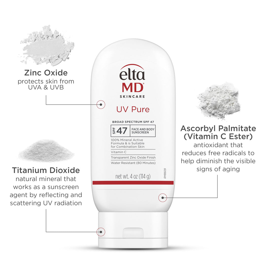 EltaMD UV Pure Face and Body Sunscreen, SPF 47 Mineral Sunscreen for Kids and Adults, Water Resistant Up to 80 Minutes, Oil Free Zinc Oxide Formula, 4.0 oz