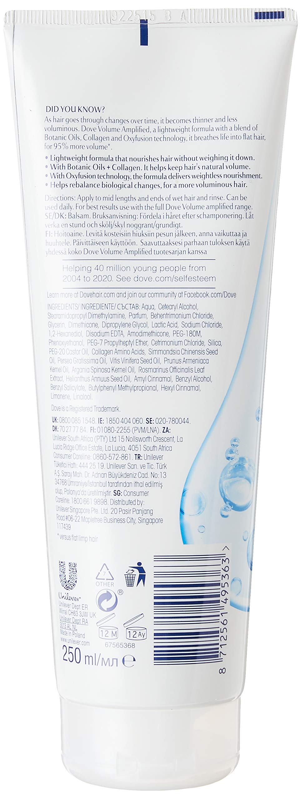 Dove Advanced Hair Series Oxygen Moisture Conditioner 250 Ml