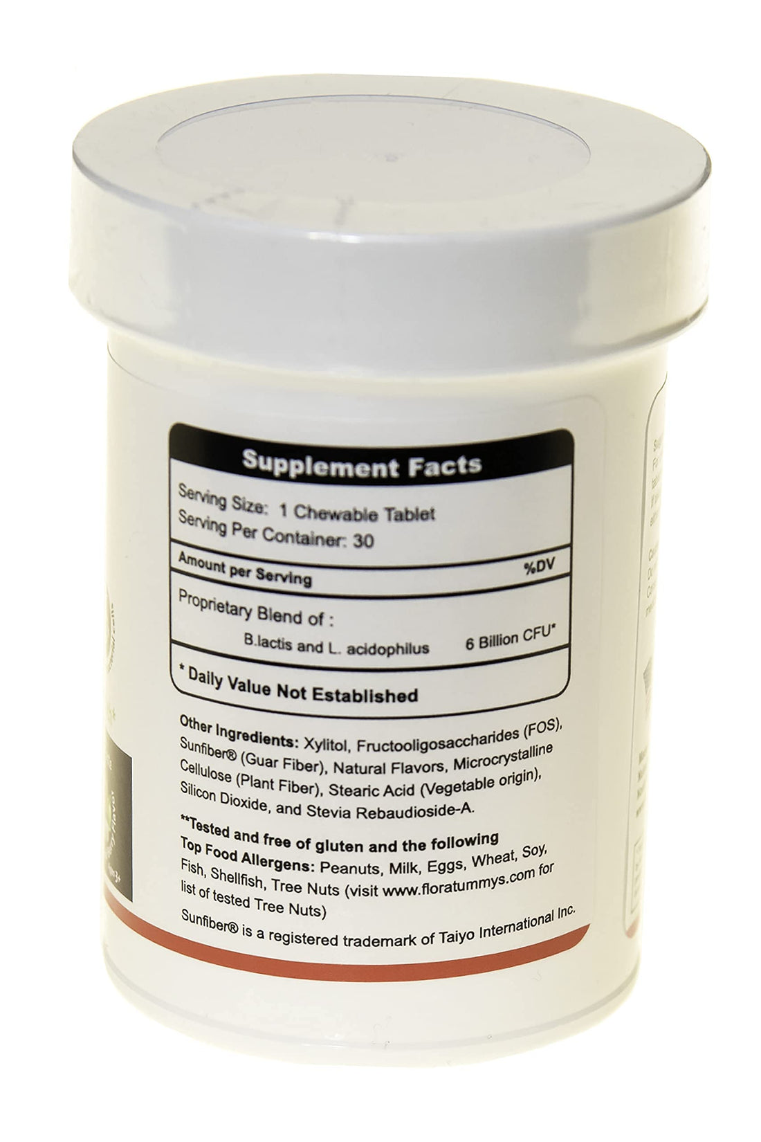 FloraTummys Kids Chewable Probiotic Prebiotics: Non-Dairy, Gluten & Sugar-Free, Peanut & Soy Free, Non-GMO, Tested & Free of Food Allergens, Vegan, Kosher, Berry Flavor(1 Bottle)