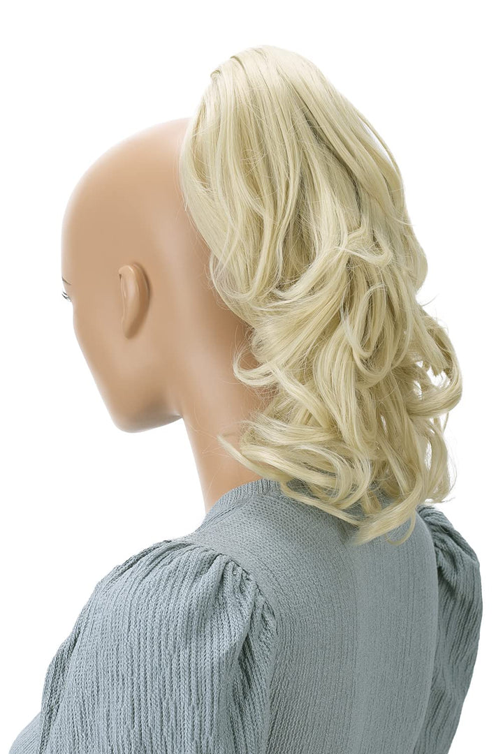 Prettyshop Hairpiece Light Blonde # 613C H134: Prettyshop 14 Hair Piece Pony Tail Clip On Extension Voluminous Wavy Heat-Resisting Light Blonde # 613C H134