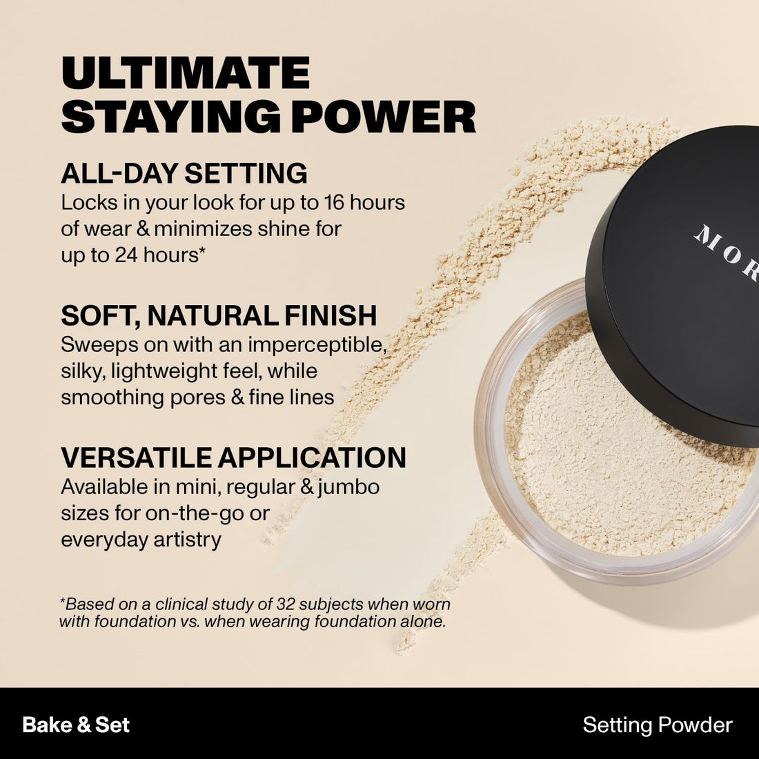 Morphe Bake & Set Translucent Setting Powder - Lightweight, Talc-Free Finishing Powder for Face Makeup with a Soft, Natural Finish - Minimizes Shine for Up to 24HR - Translucent (0.31 oz)