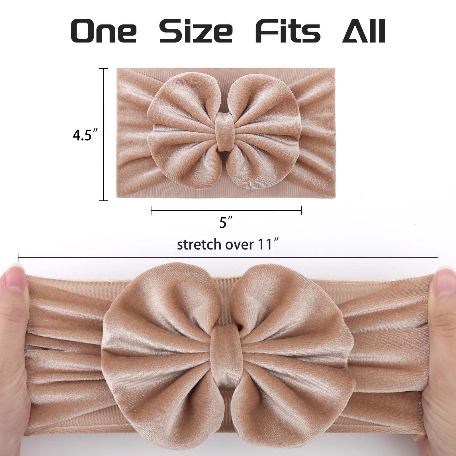 YanJie Hairband - Soft Velvet Baby Headbands with Big Bows, Leopard Color, Handmade for Baby Girls from Newborn to Toddler