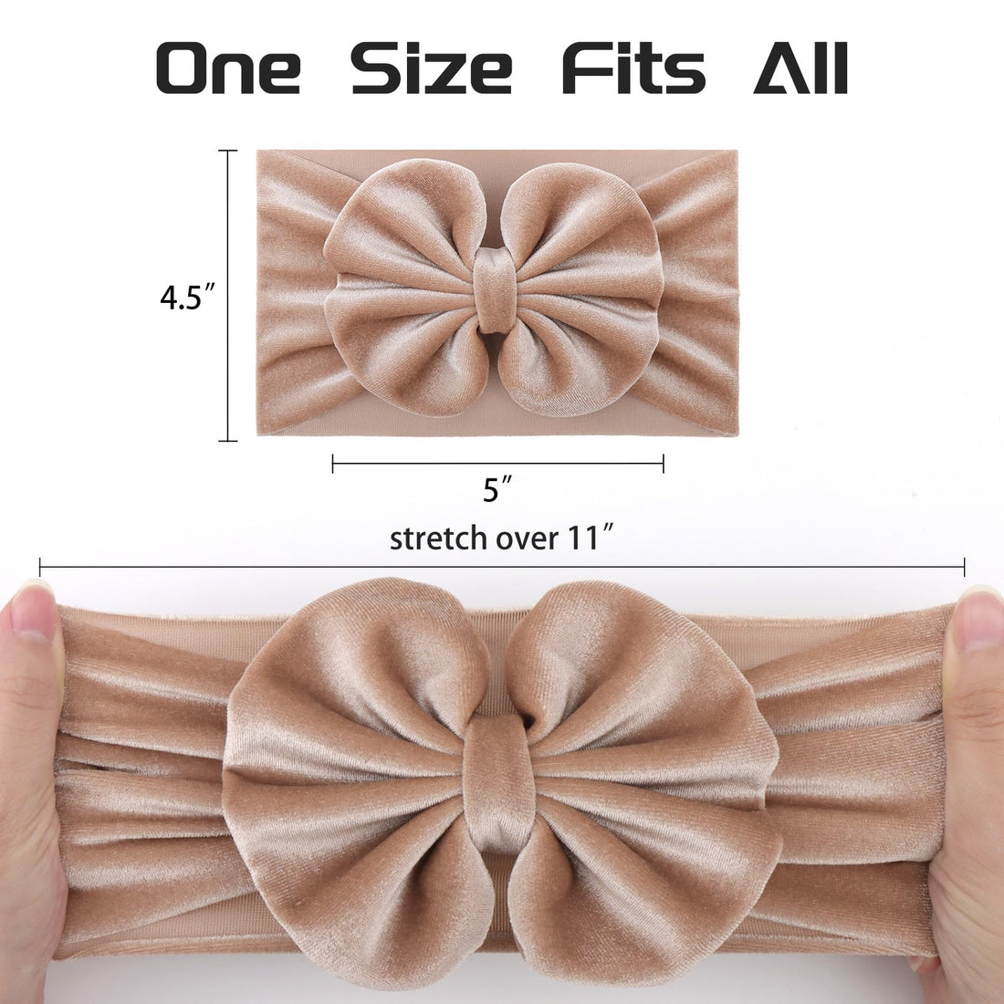 YanJie Hairband - Soft Velvet Baby Headbands with Big Bows, Leopard Color, Handmade for Baby Girls from Newborn to Toddler