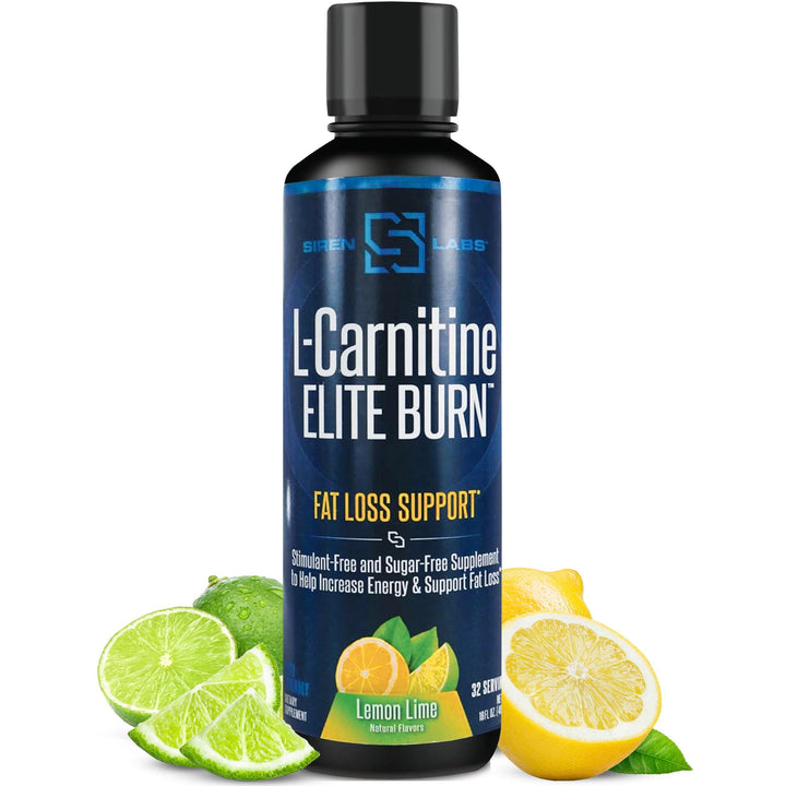 Siren Labs L-Carnitine Elite Burn Liquid Keto Fat Burner and Metabolism Activator - Fat Loss Support Keto Friendly Weight Loss Increase Energy-Stimulant Free - Lemon Lime 3000mg (32 Servings)