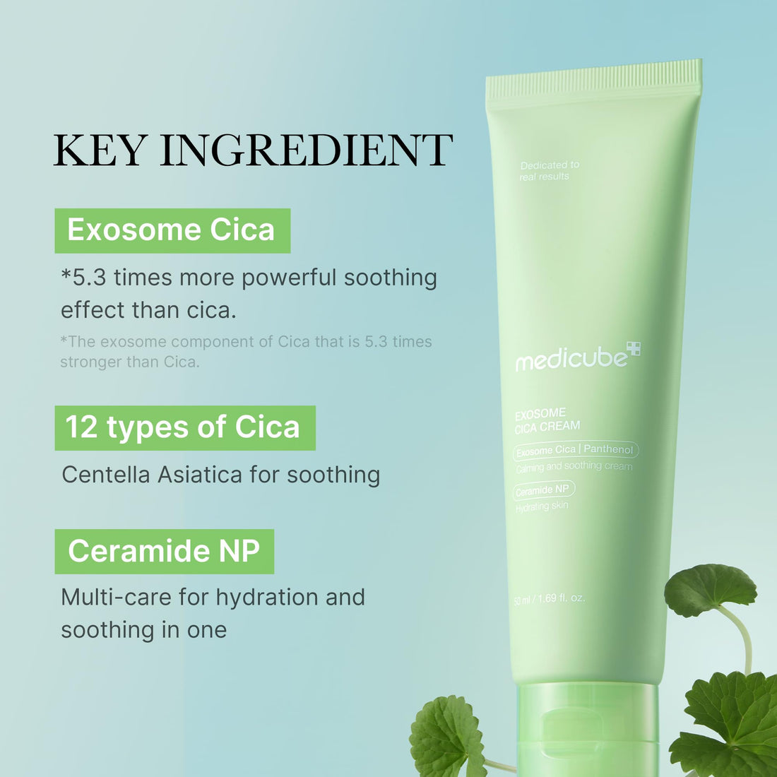 medicube Exosome Cica Tea Tree Cream for Sensitive Skin with Centella Asiatica help reduce redness and breakouts. | Low-irritating, Moisturizing Daily Texture Care | Korean Skincare | 1.7 fl oz