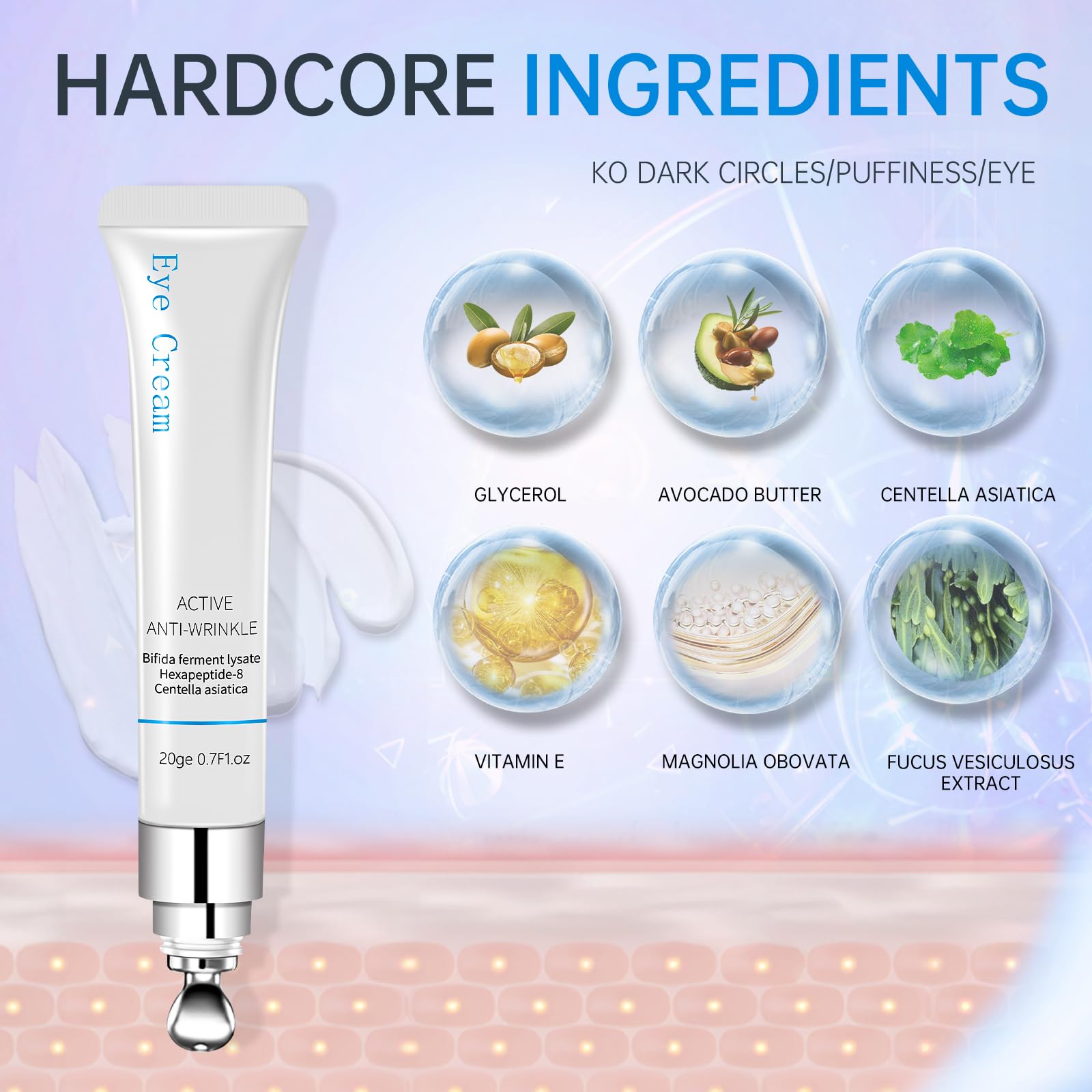 KIbabyDI Under Eye Cream for Puffiness| Dark Circles| Wrinkle| Bags Under Eyes, Eye Repair Cream Anti Aging Moisturizer, Eye Care Cream Suit Women Men Eye Firm Smooth 0.7 oz