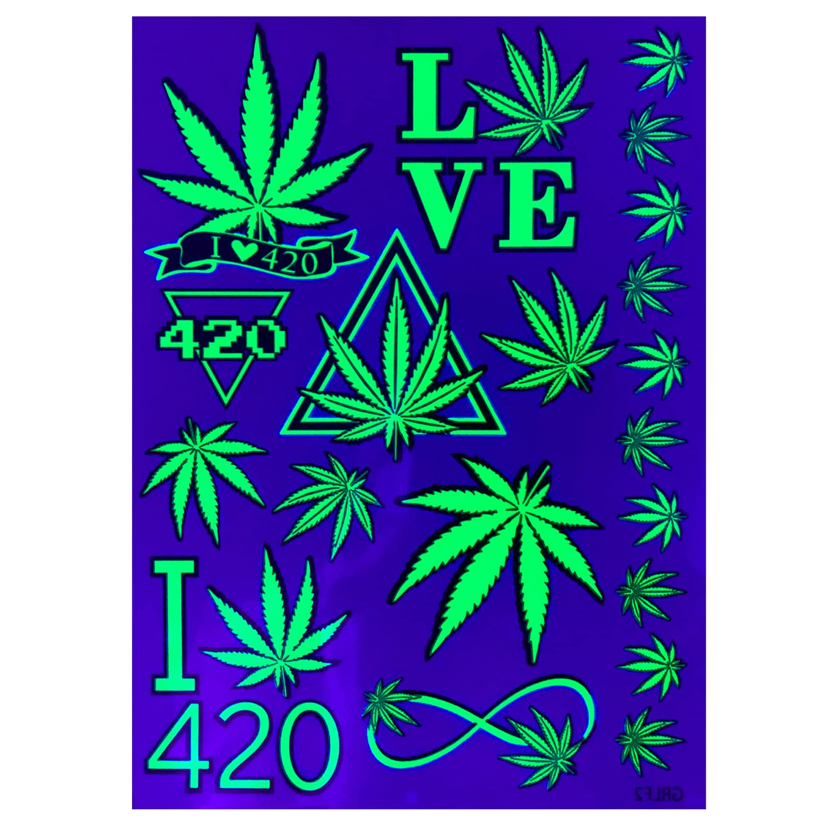 d'IRIS Studio Uv Blacklight Rave Tattoo Temporary-Neon Temp Reactive Fluorescent Toy Game Stickers Makeup Glow In Dark Luminous Skull Party Nightclub Electric Dance Music Festival Edm Concert Un