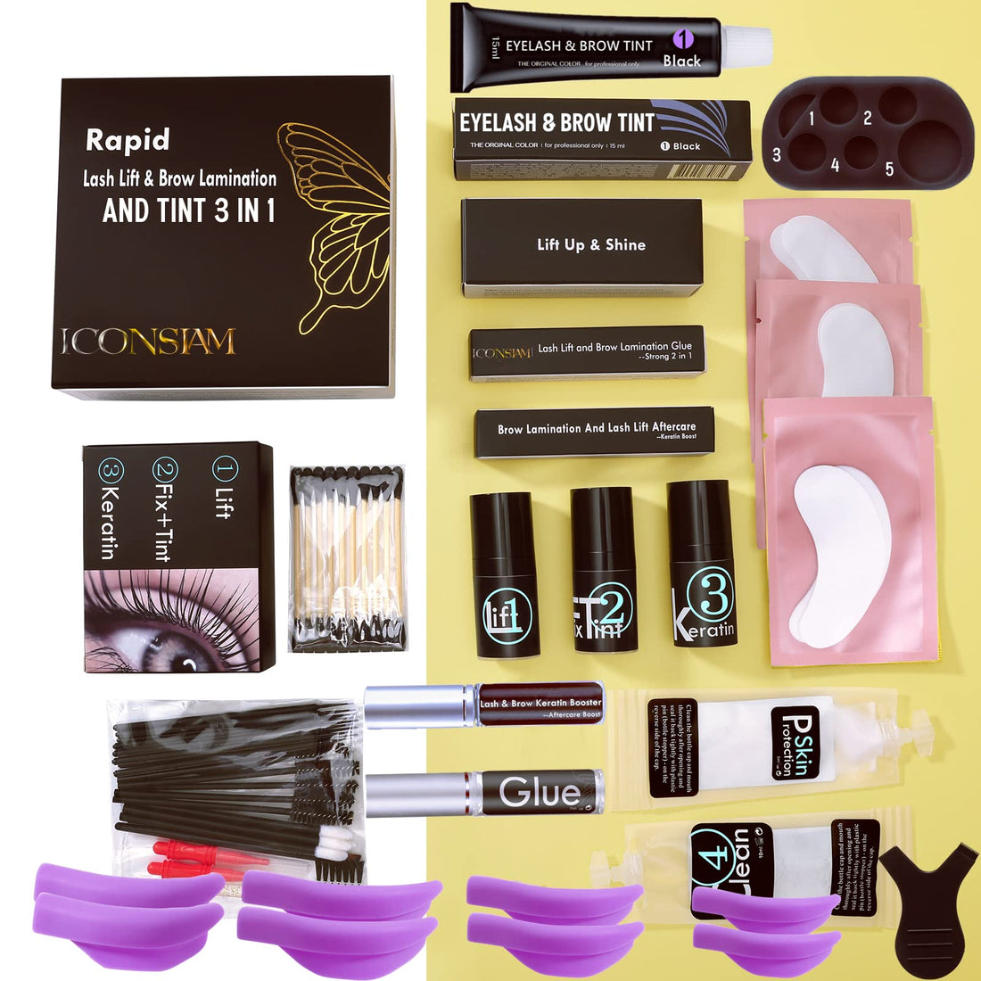 Lash Lift Brow Lamination 2 in 1, Rapid Eyelash and Eyebrow Lifting Kit, DIY Perming Lashes at Home Or Salon Usage Be Eye Voluminous for 6 Weeks about 10 Applications (Black Lash lift&Brow lamination)