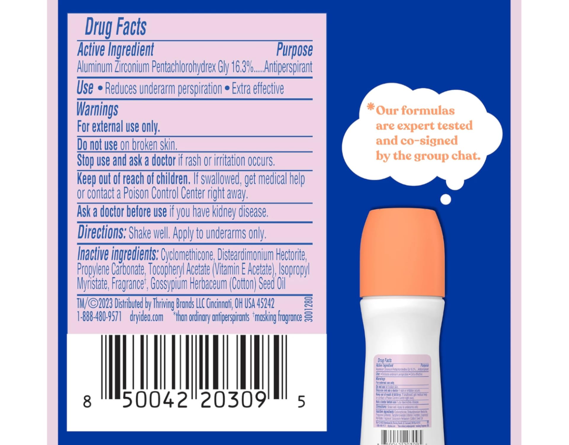 Dry Idea R/O Unscented Size 3.25z Dry Idea Unscented Antiperspirant Deodorant