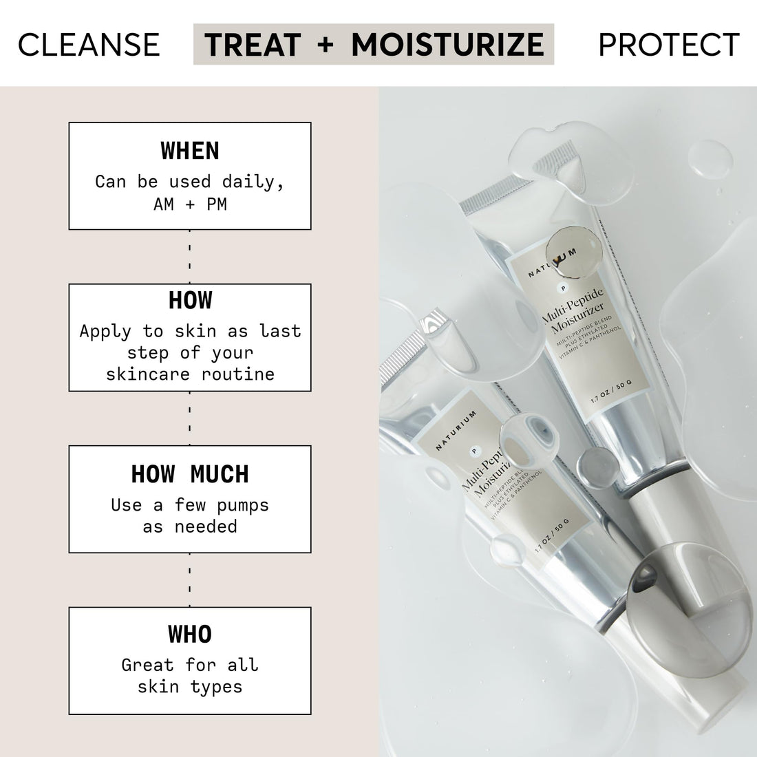 Naturium Multi-Peptide Moisturizer, Hydrating & Smoothing Skin Care, Moisturizes with Ethylated Vitamin C & Panthenol, 1.7 oz
