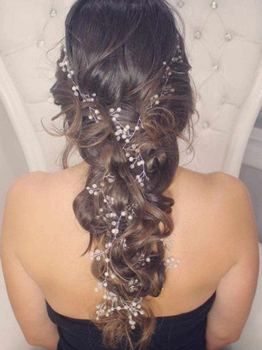 FXmimior 39.4IN Super Long Bridal Wedding Crystals Love Long Hair Vine Wedding Evening Party Headpiece
