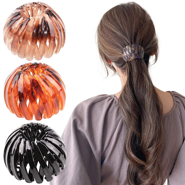 Bird Nest Magic Hair Clip, TOBATOBA 3 Pcs Lazy Bird's Nest Plate Expandable Bun Maker Curling Ponytail Holder and Hair Accessories for Women and Girls