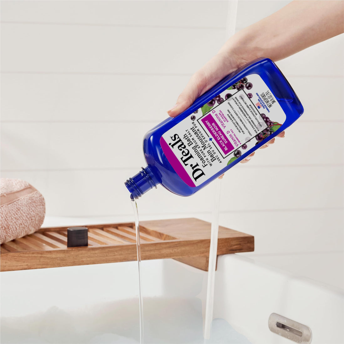 Dr Teal's Foaming Bath with Pure Epsom Salt, Black Elderberry with Vitamin D, 34 fl oz