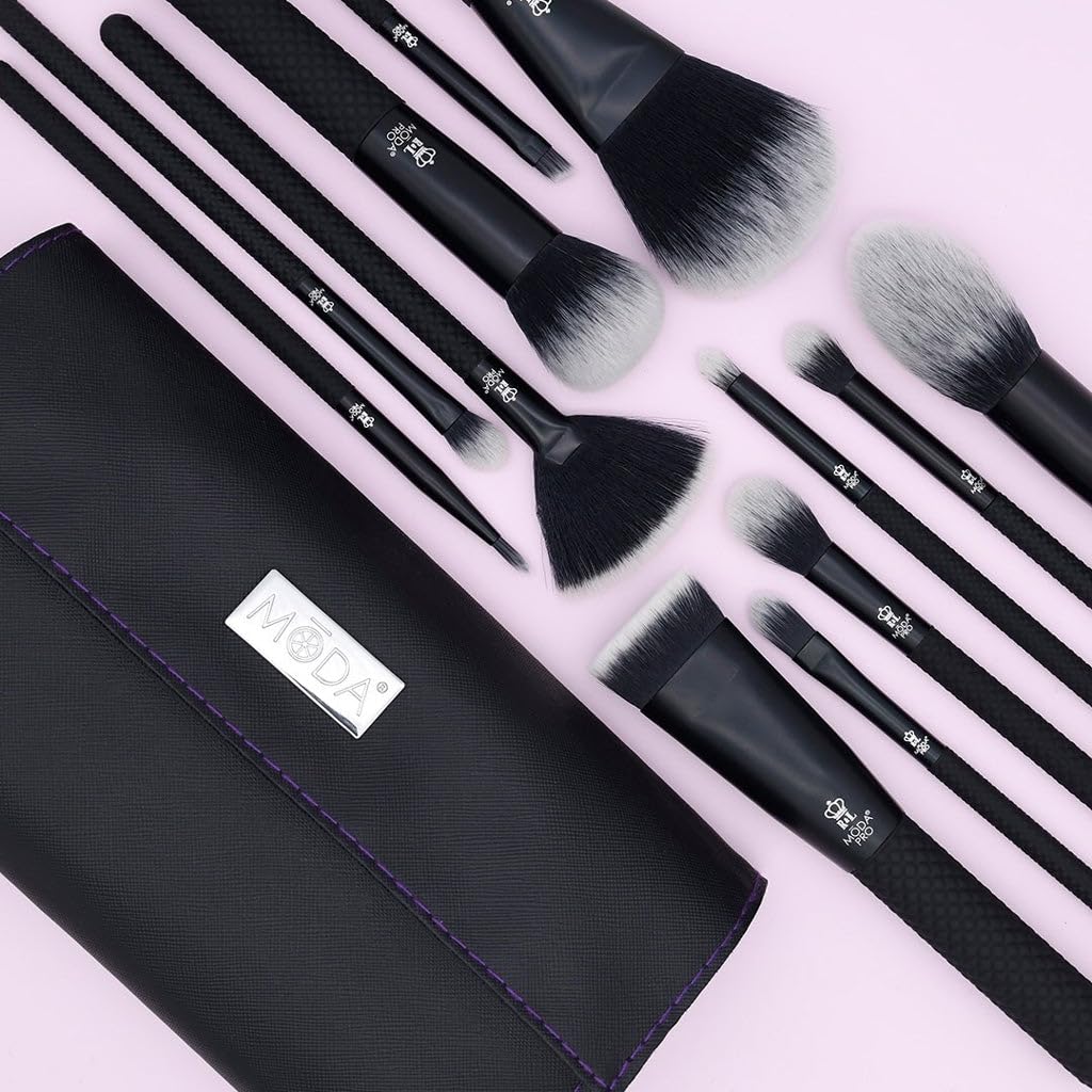 MODA Pro Full Face 13PC Makeup Brush Set with Travel Pouch