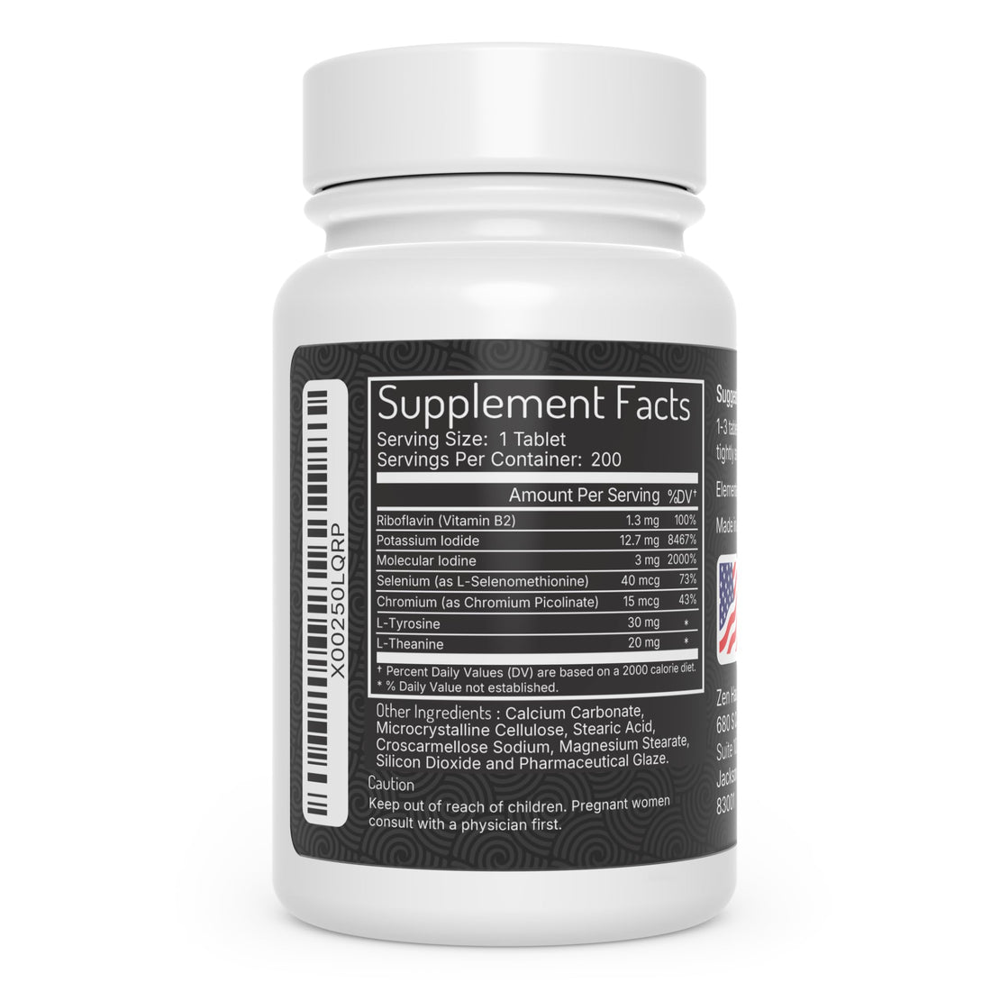 Zen Haus Iodine Supplement 12.5 mg with Selenium (as Selenomethionine) and More - 200 Tablets - Thyroid Plus Immune Support - High Potency Iodine Tablets - Compare to Lugol's Iodine Pills