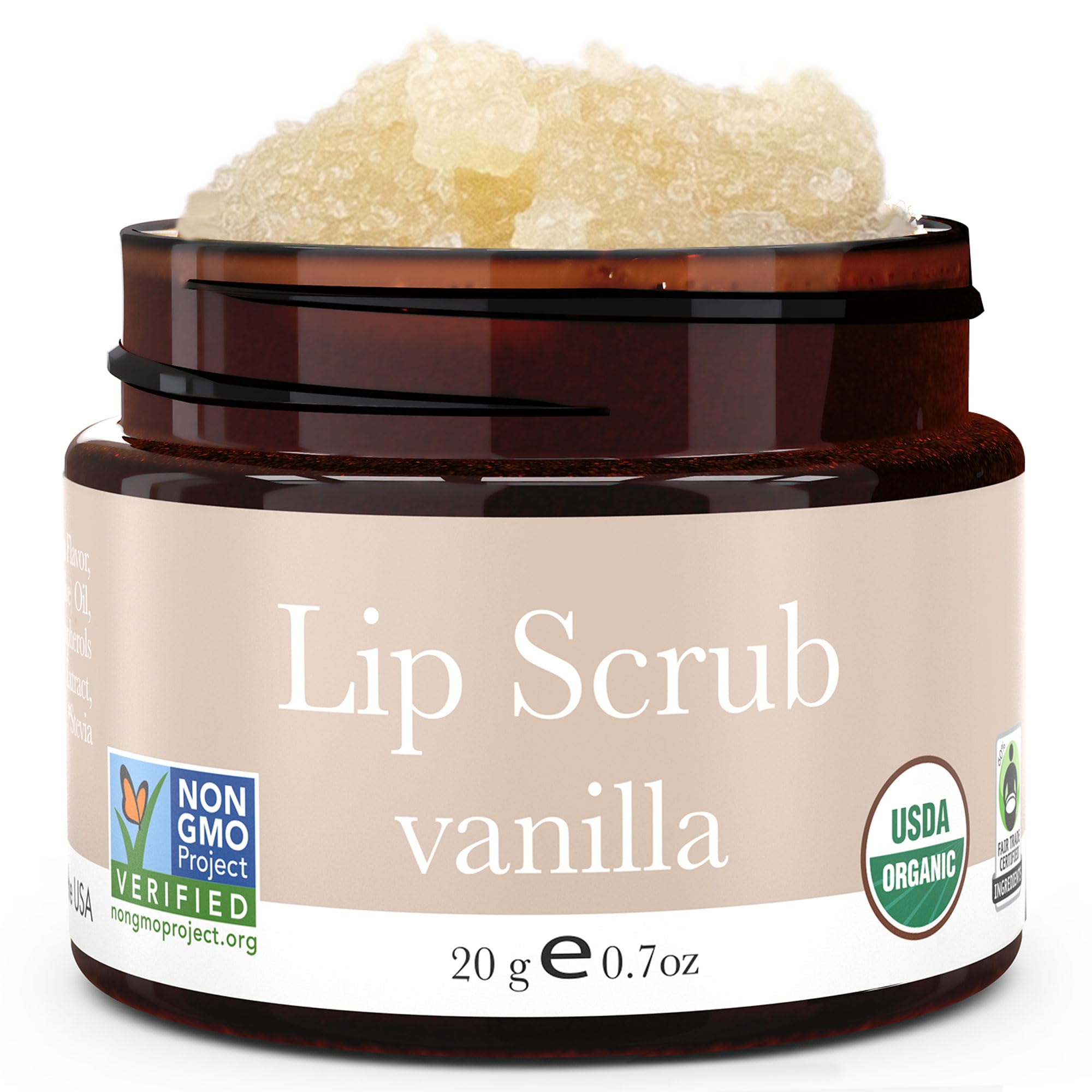 Beauty by Earth Men's and Women's Vanilla Flavor - Organic Exfoliating Sugar Lip Scrubs for Chapped Dry Lips, Moisturizes with Fresh, Lush Natural Ingredients; Best Before Balm