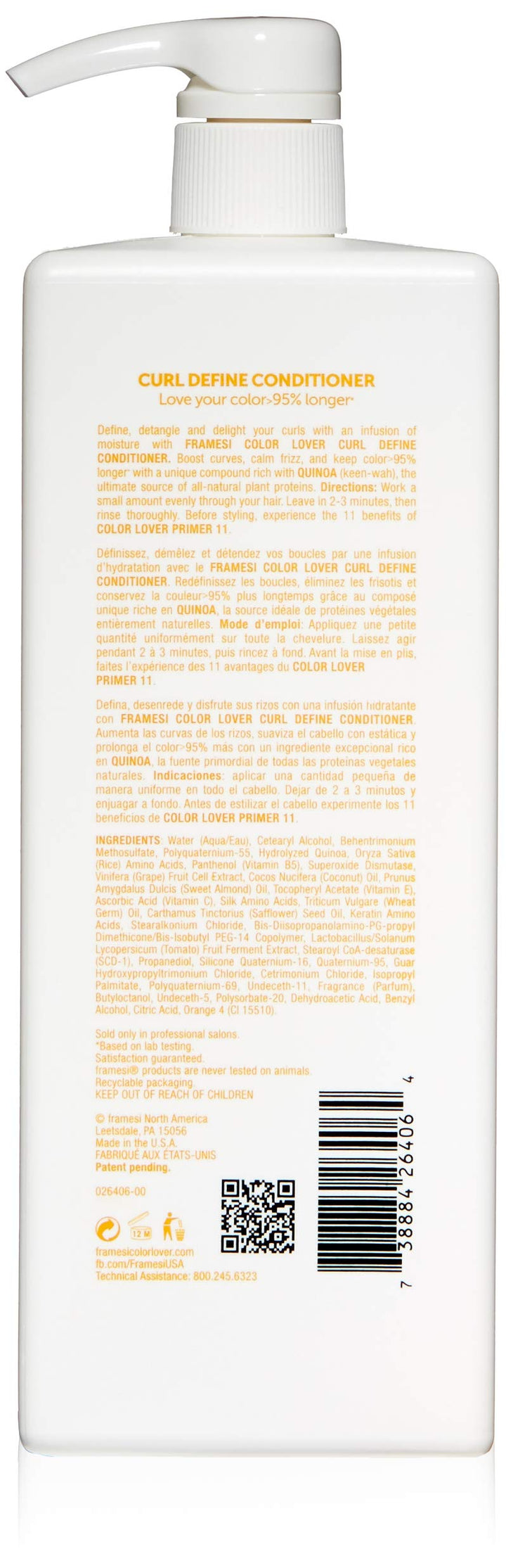 Framesi Color Lover Curl Define Conditioner, 33.8 Ounce