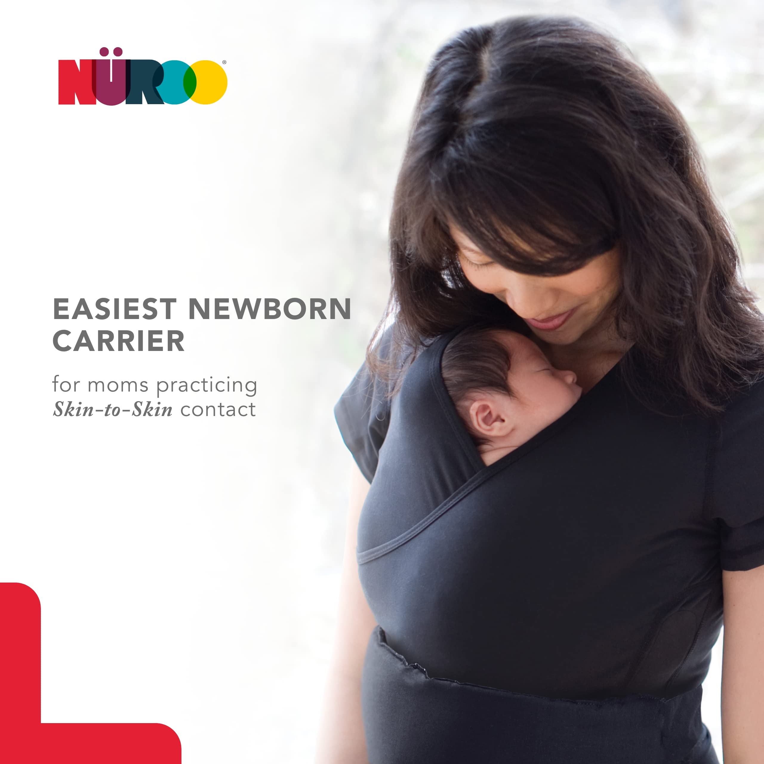 NuRoo Pocket, Hands-Free, Kangaroo Care, Skin-to-Skin, baby wearing shirt, Black, Medium