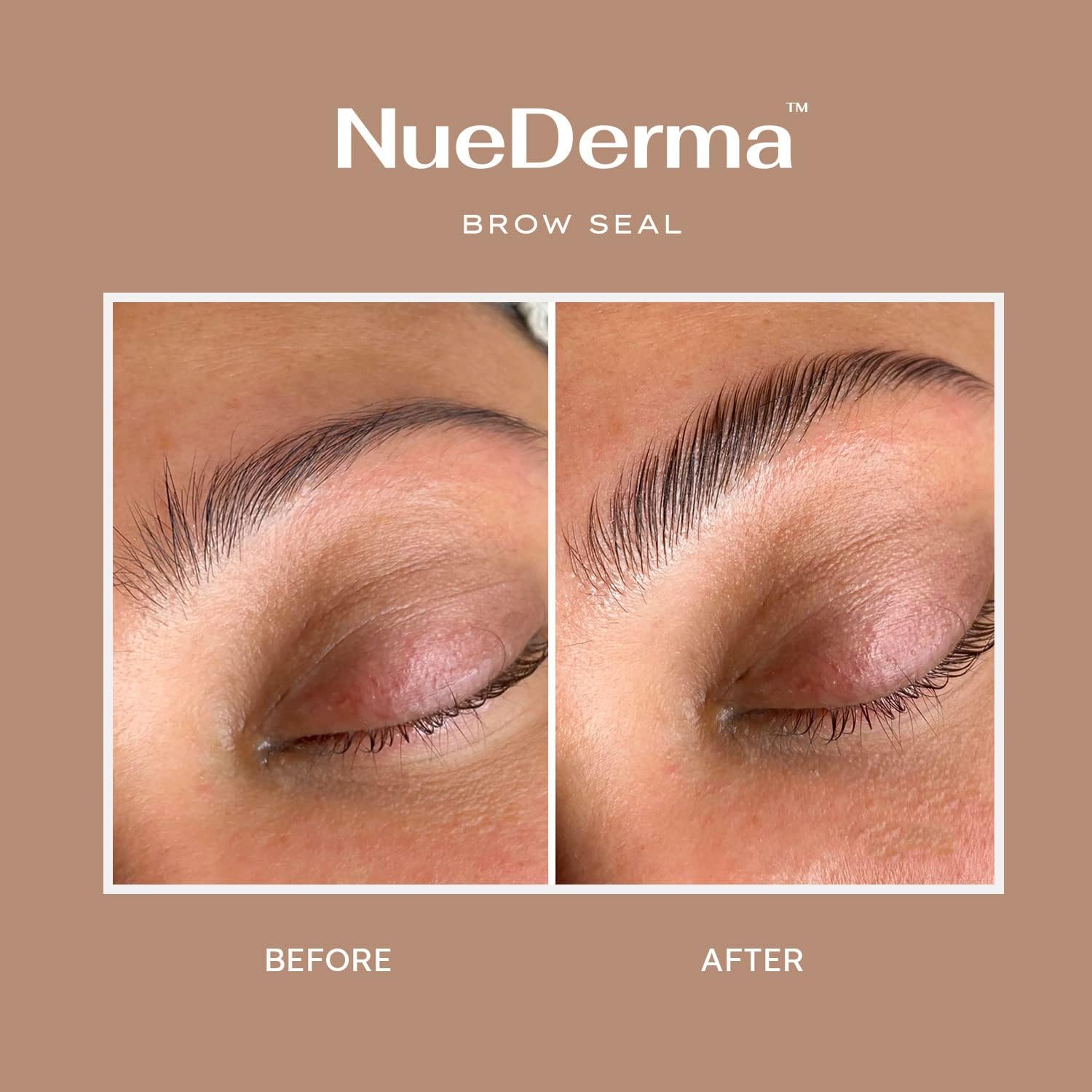 NueDerma - Brow Seal with Castor Oil - Clear Eyebrow Gel, Waterproof Eyebrow Makeup, Styling Wax for Feathered & Fluffy Brows - 1 OZ