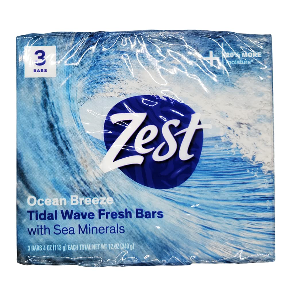 Zest Bar Soap 3 ct, ocean breeze, 12 Ounce