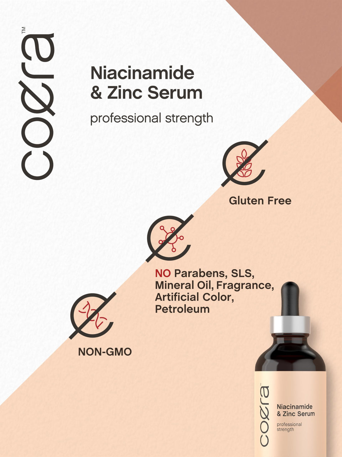 Coera Niacinamide Serum with Zinc | 4 fl oz | Moisturizer for Face and Skin | with Hyaluronic Acid | Professional Strength Formula | Free of Parabens, SLS & Fragrances | Packaging May Vary