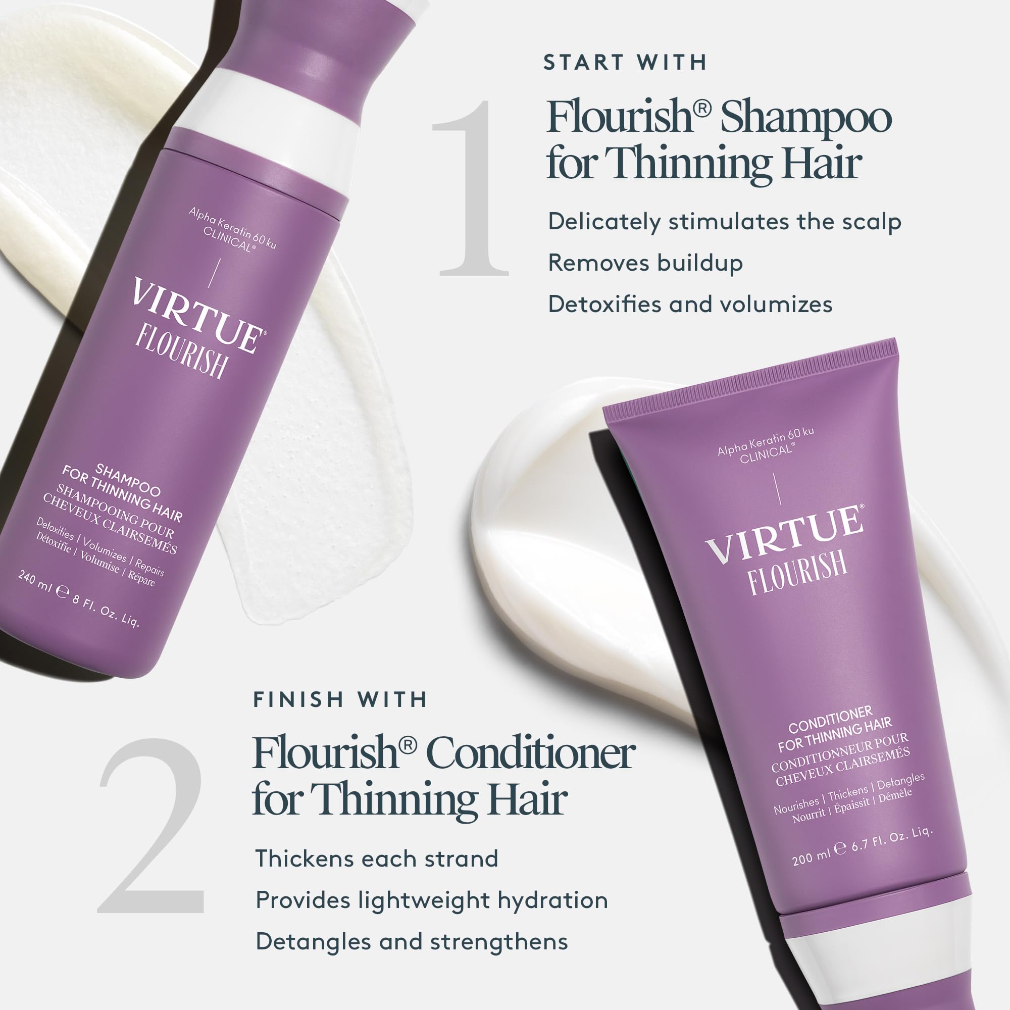 Virtue Flourish Shampoo for Thinning Hair | Detoxifies, Volumizes, Repairs Thinning Hair