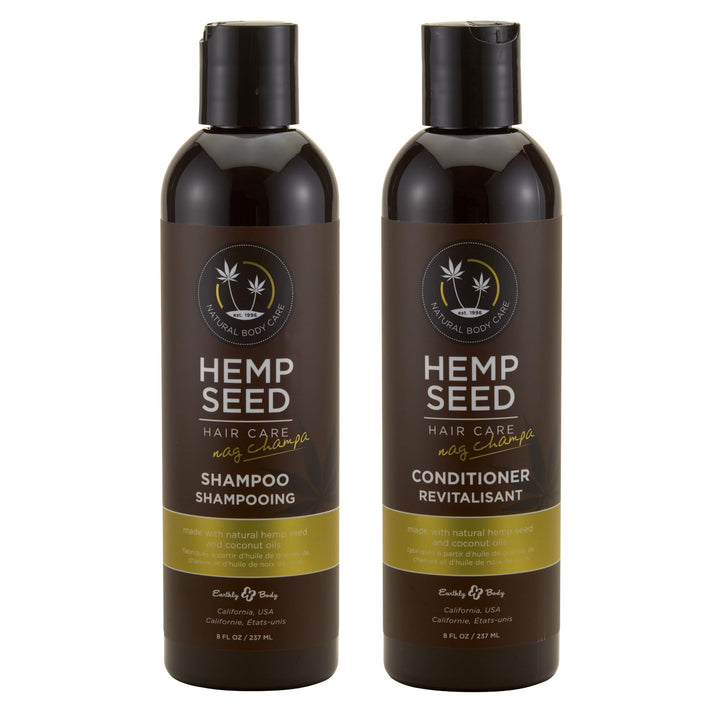 Hemp Seed Hair Care Shampoo + Conditioner, Nag Champa - 8 oz Each - With Hemp Seed Oil & Coconut Oil - Vegan, Cruelty Free
