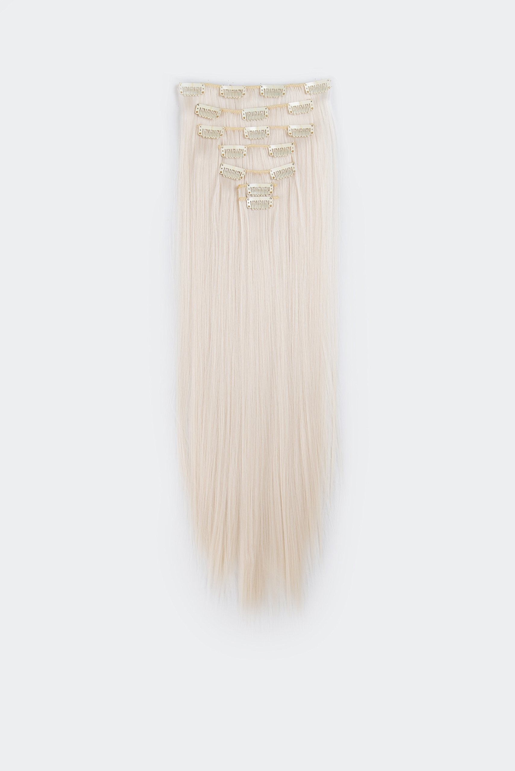 Platinum Blonde-60# : SWACC Women 22 Inches Straight Full Head 7 Separate Pieces Heat Resistance Synthetic Hair Clip in Hair Extensions (Platinum Blonde-60#)